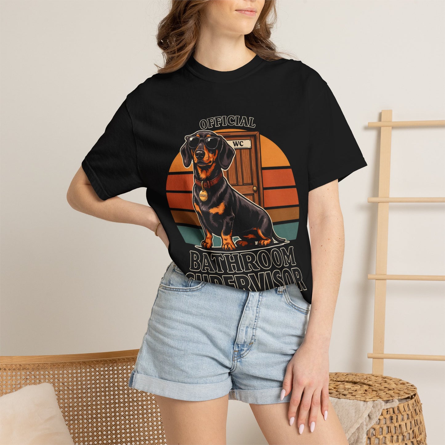 Bathroom Supervisor T-Shirt — 'Official Bathroom Supervisor' Dachshund Graphic Tee