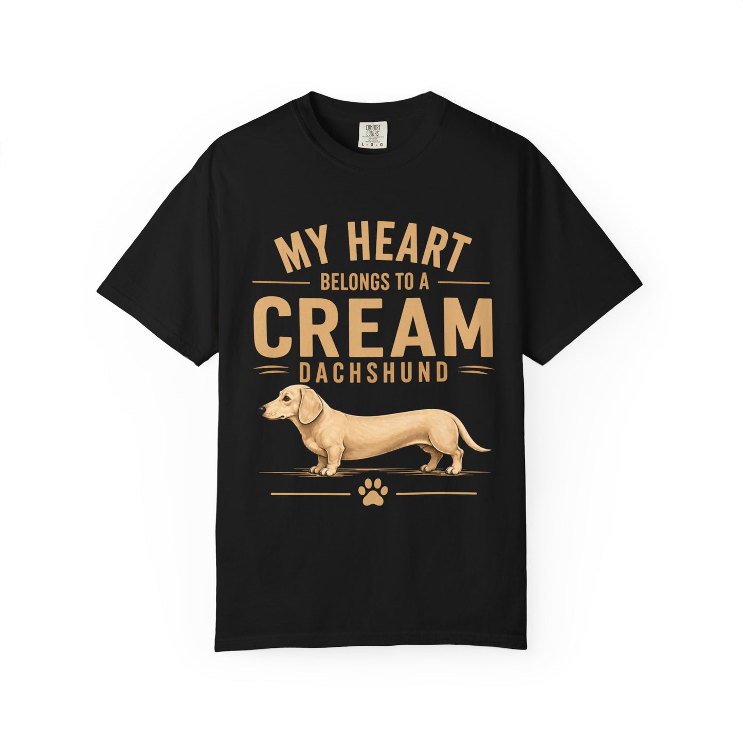 Cream Dachshund T-Shirt — “My Heart Belongs to a Cream Dachshund” Dog Lover Tee