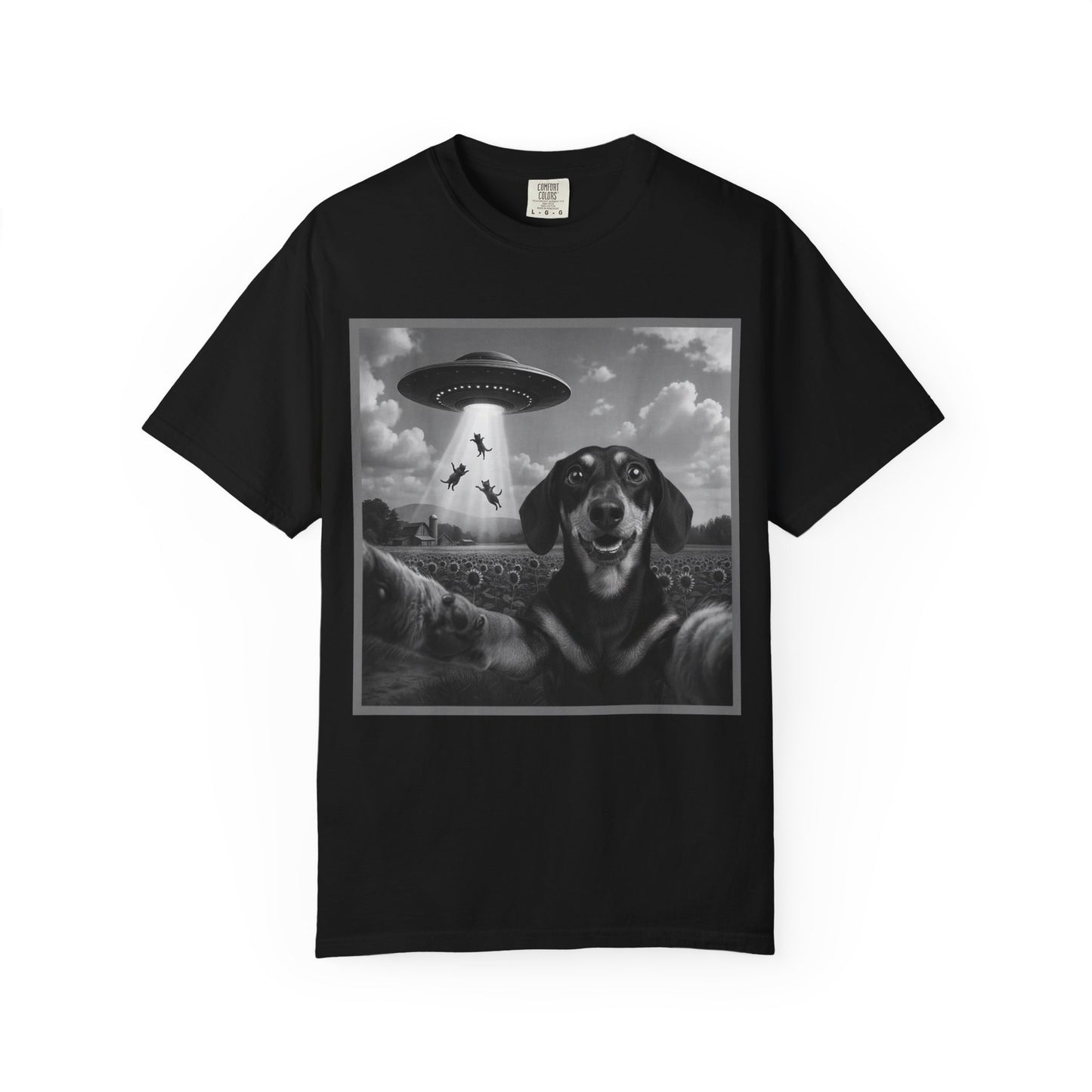 Buitenaardse Ontvoering Teckel T-shirt Retro UFO Hond Grafisch T-shirt