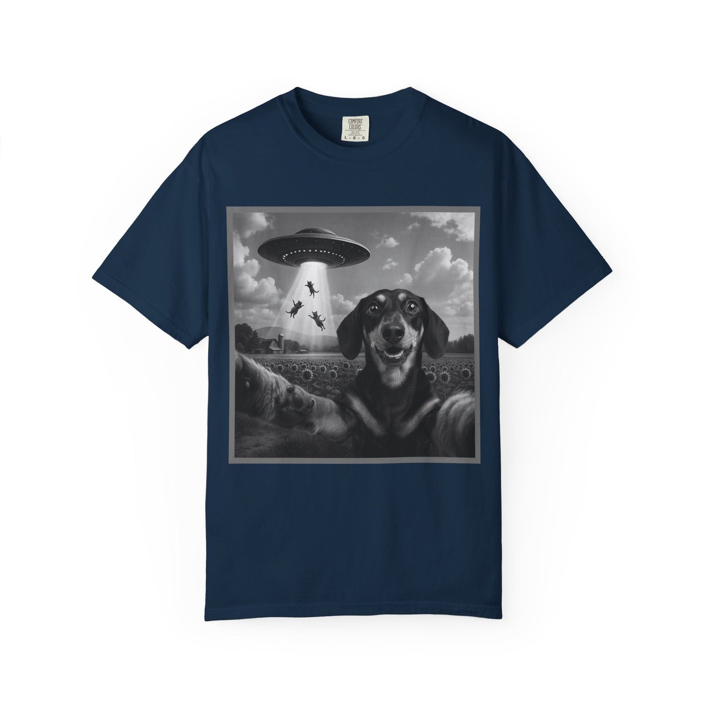 Buitenaardse Ontvoering Teckel T-shirt Retro UFO Hond Grafisch T-shirt