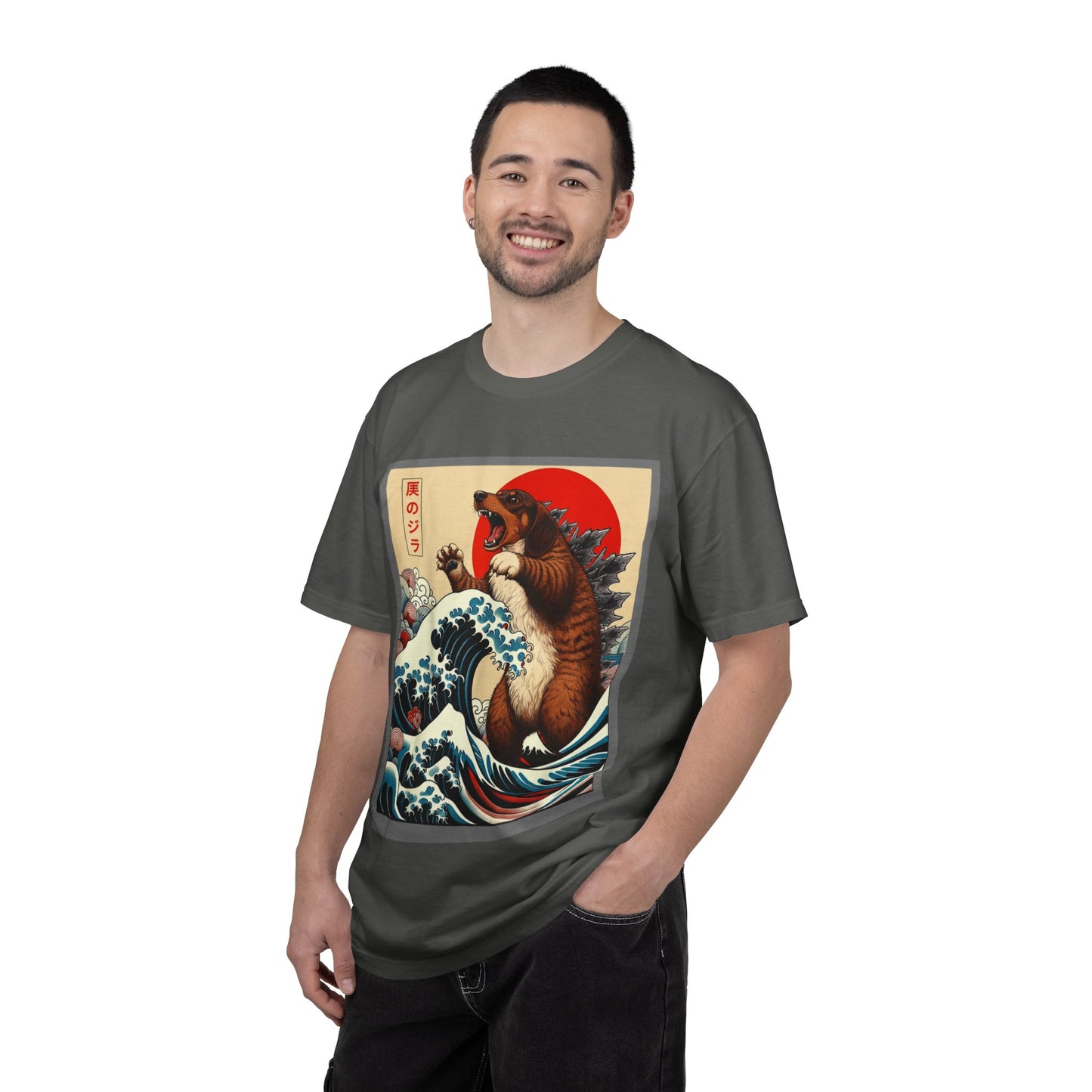 Dachshund Kaiju Wave T-Shirt  Japanese-Style Tee
