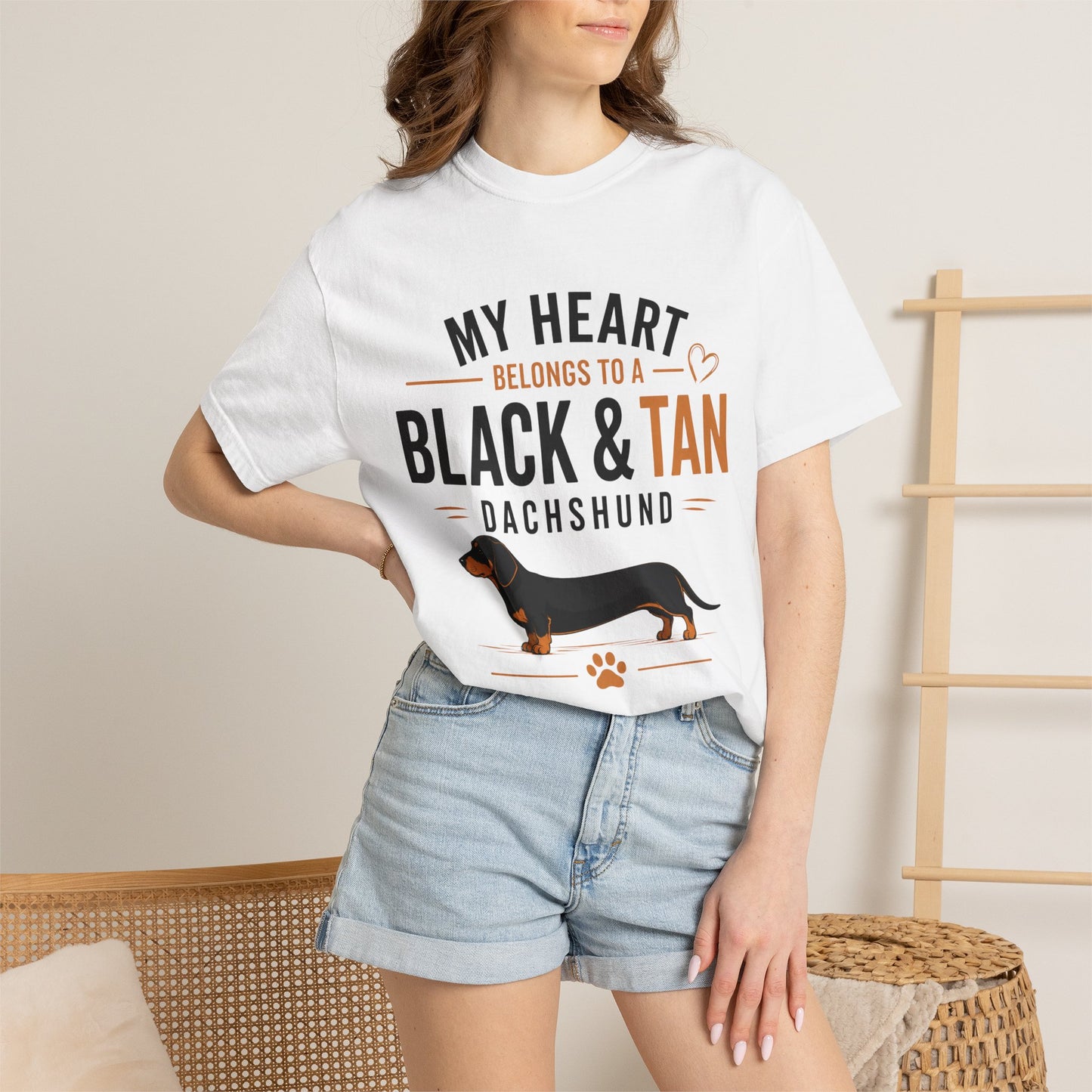 My Heart Belongs to a Black & Tan Dachshund T-Shirt — Dachshund Lover Tee