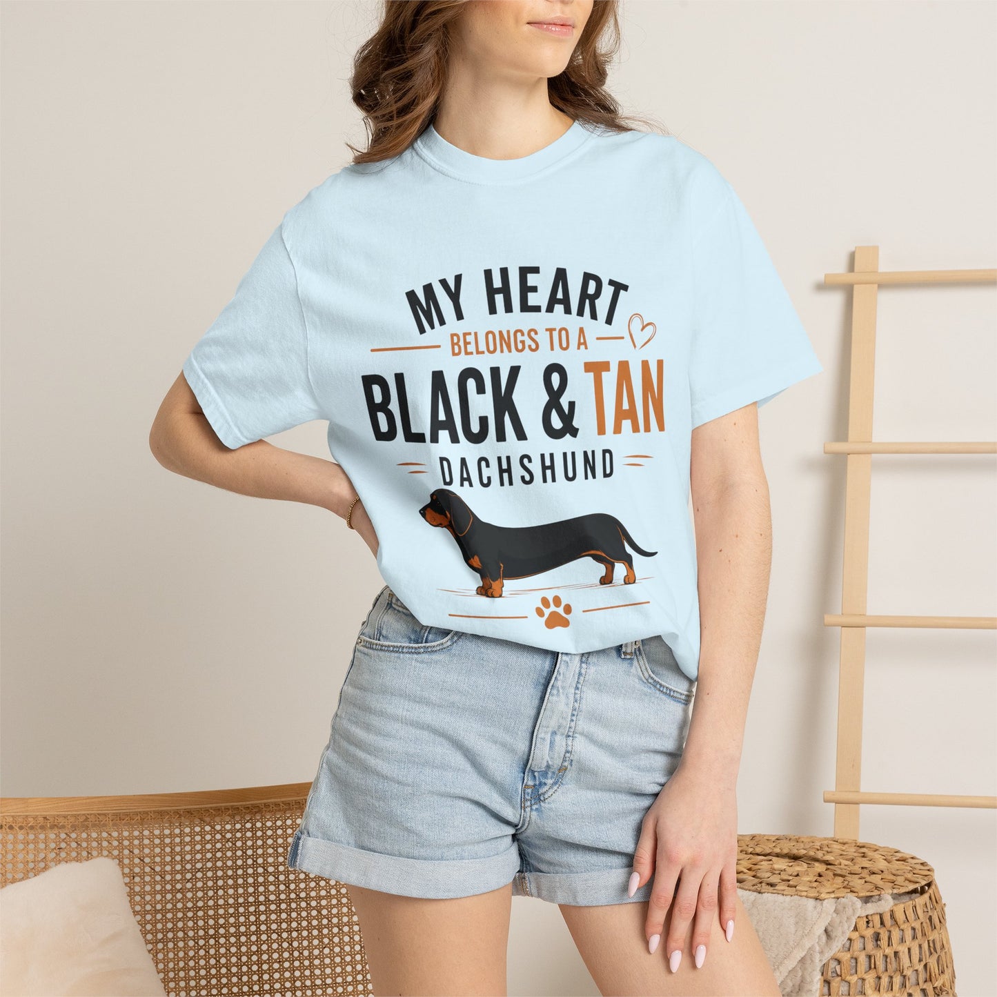 My Heart Belongs to a Black & Tan Dachshund T-Shirt — Dachshund Lover Tee