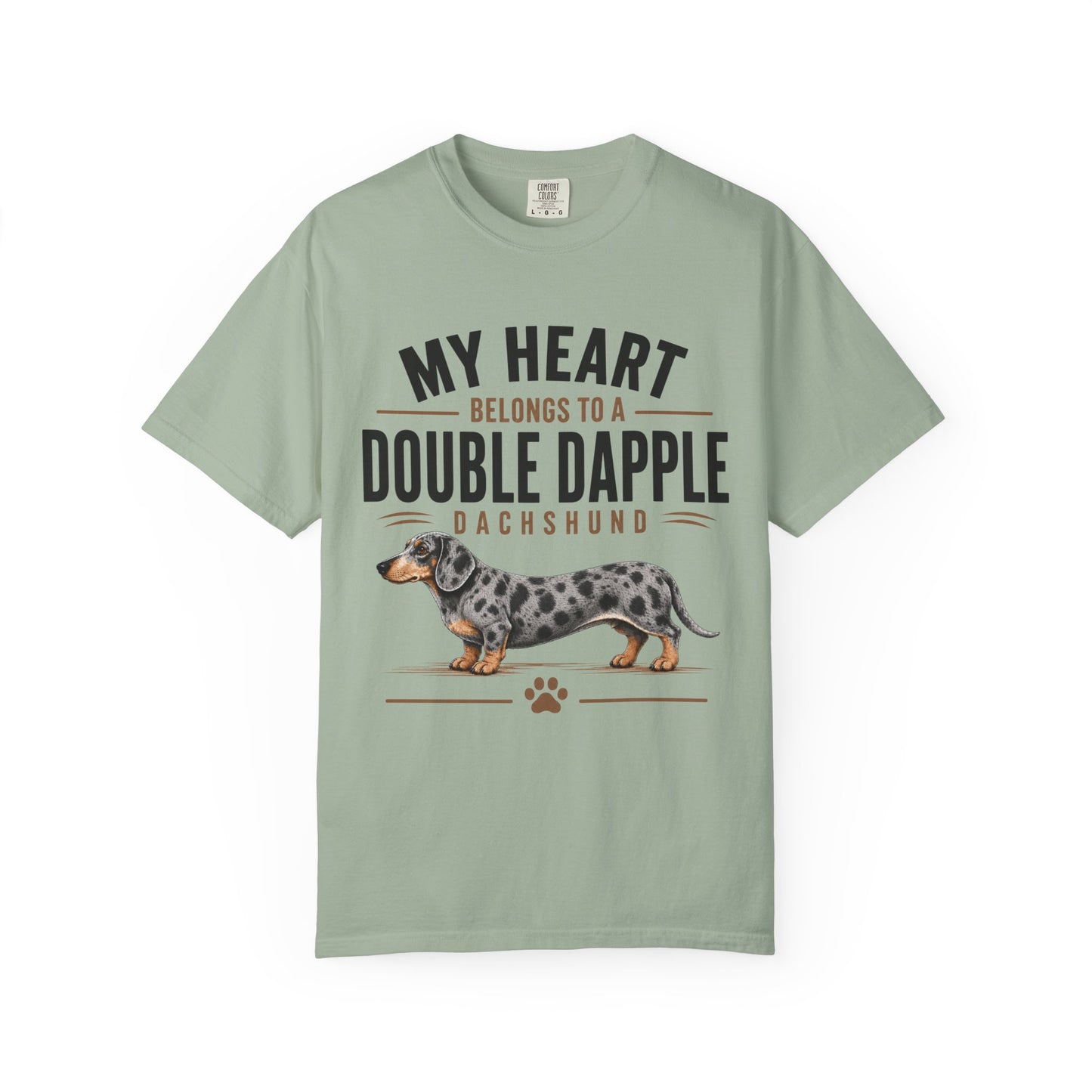 Double Dapple Dachshund T-Shirt — “My Heart Belongs to a Double Dapple” Graphic Tee