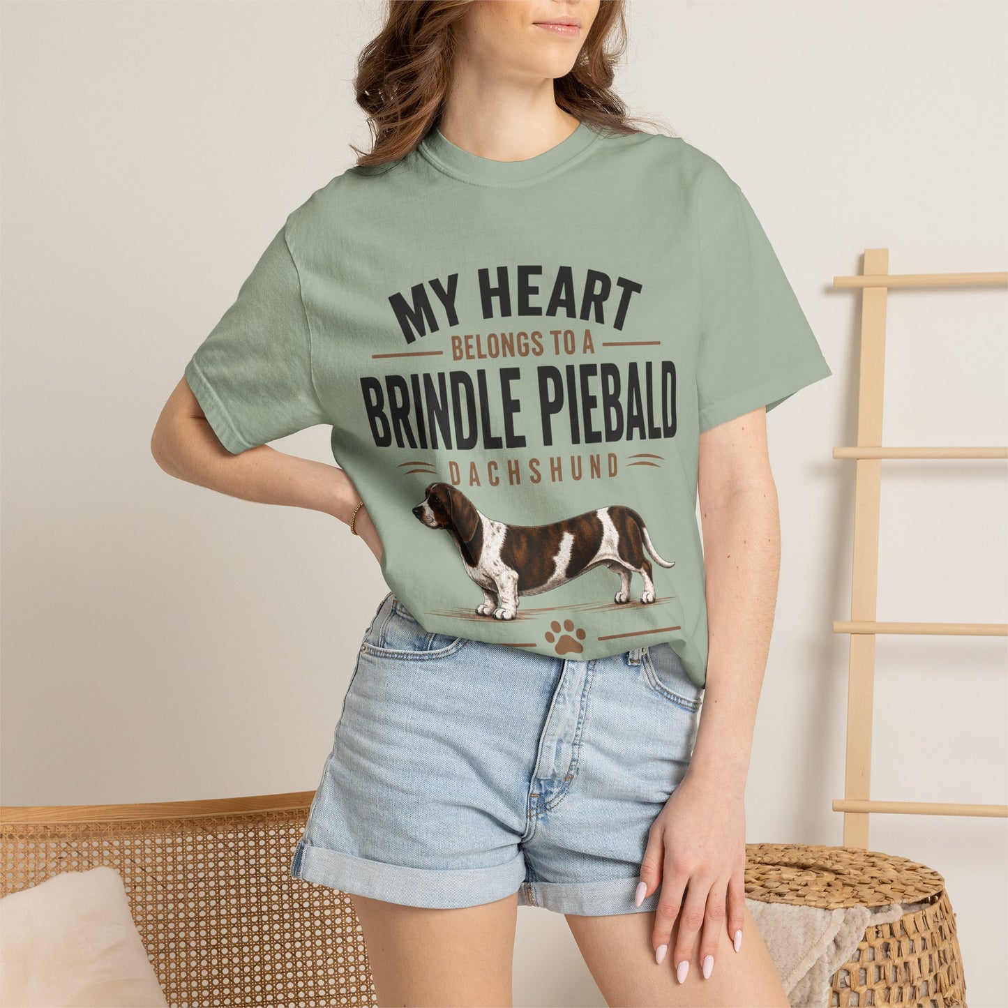 My Heart Belongs to a Brindle Piebald Dachshund T-Shirt