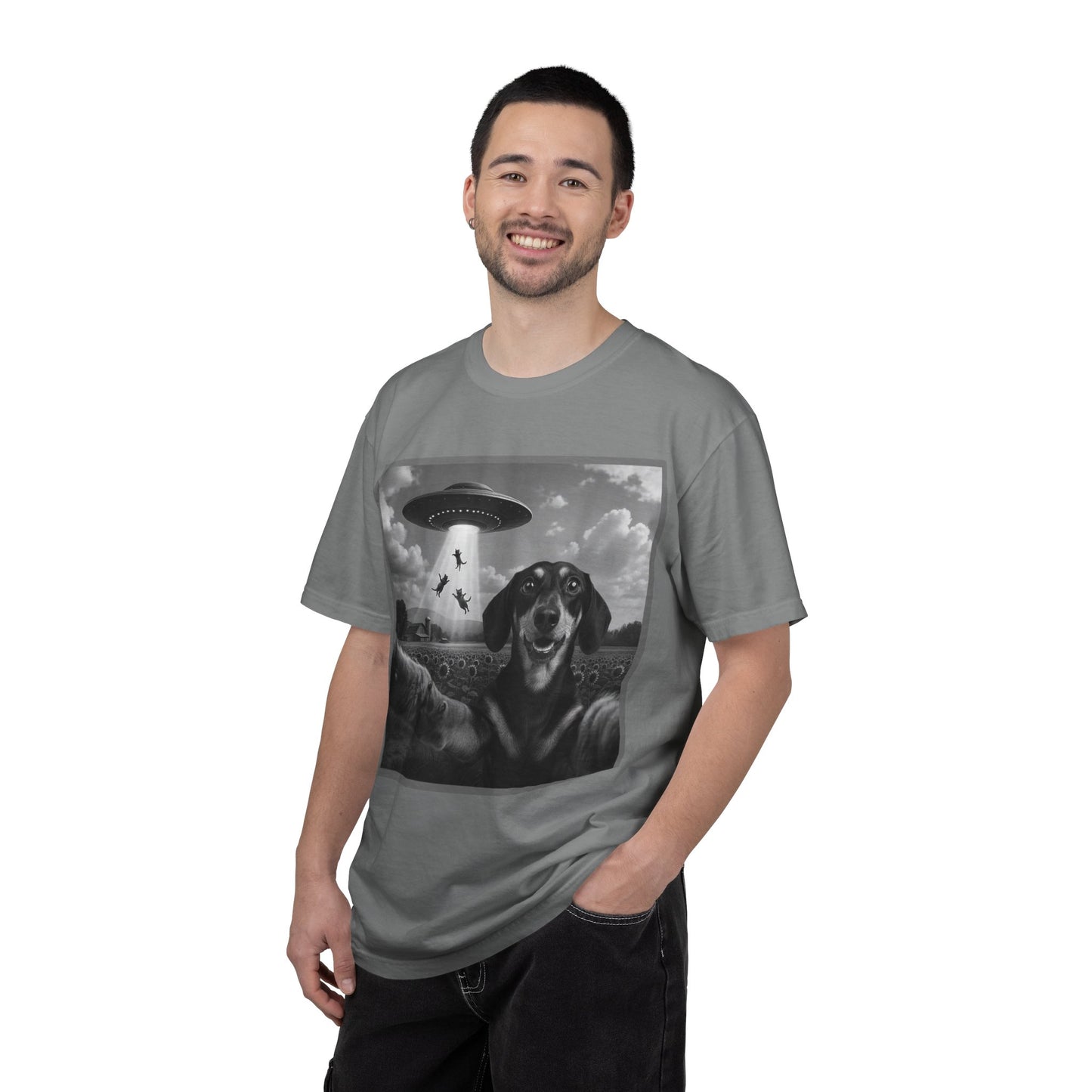 Buitenaardse Ontvoering Teckel T-shirt Retro UFO Hond Grafisch T-shirt