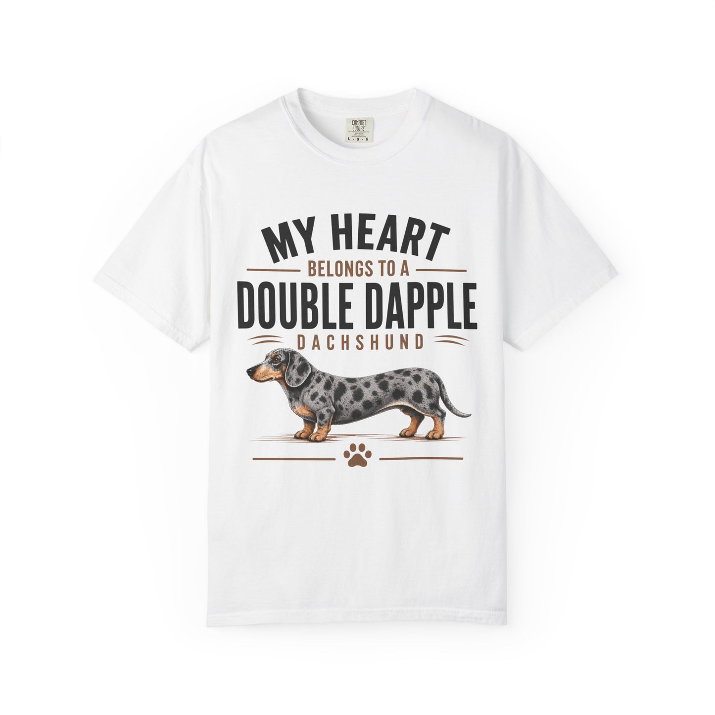 Double Dapple Dachshund T-Shirt — “My Heart Belongs to a Double Dapple” Graphic Tee