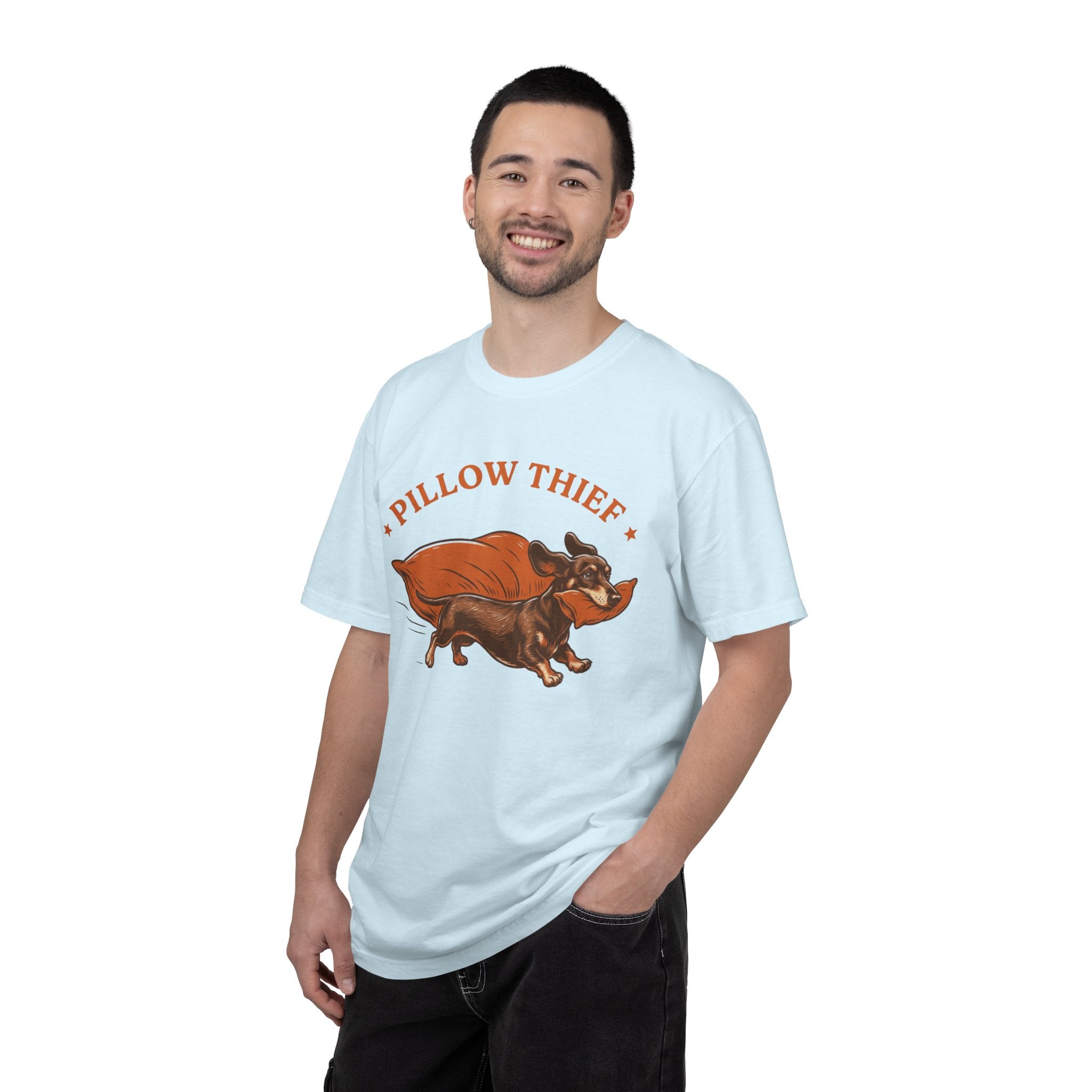 Pillow Thief T-Shirt — Cute Dachshund Pillow-Stealing Dog Tee