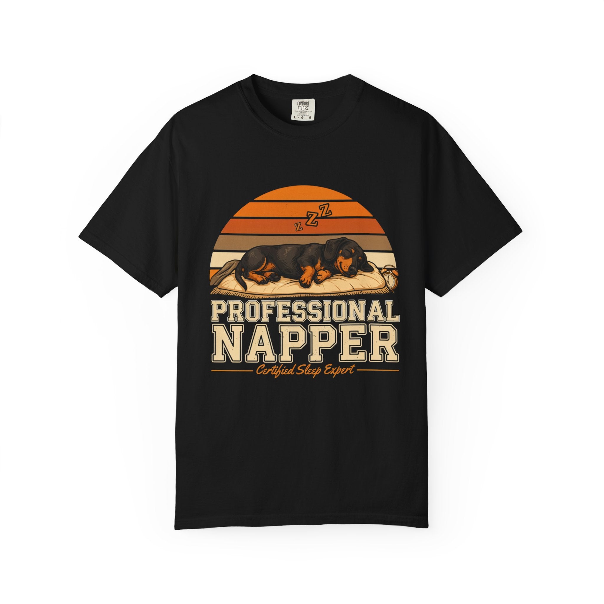 Professional Napper T-Shirt — Dachshund Retro Sleep Design