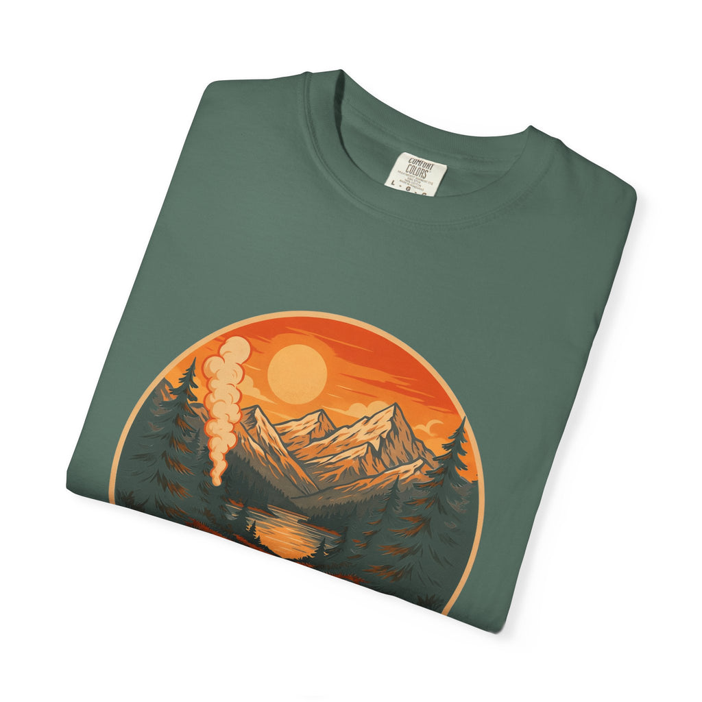 Trails & Tails Hiking T-Shirt — Mountain Campfire Adventure Tee