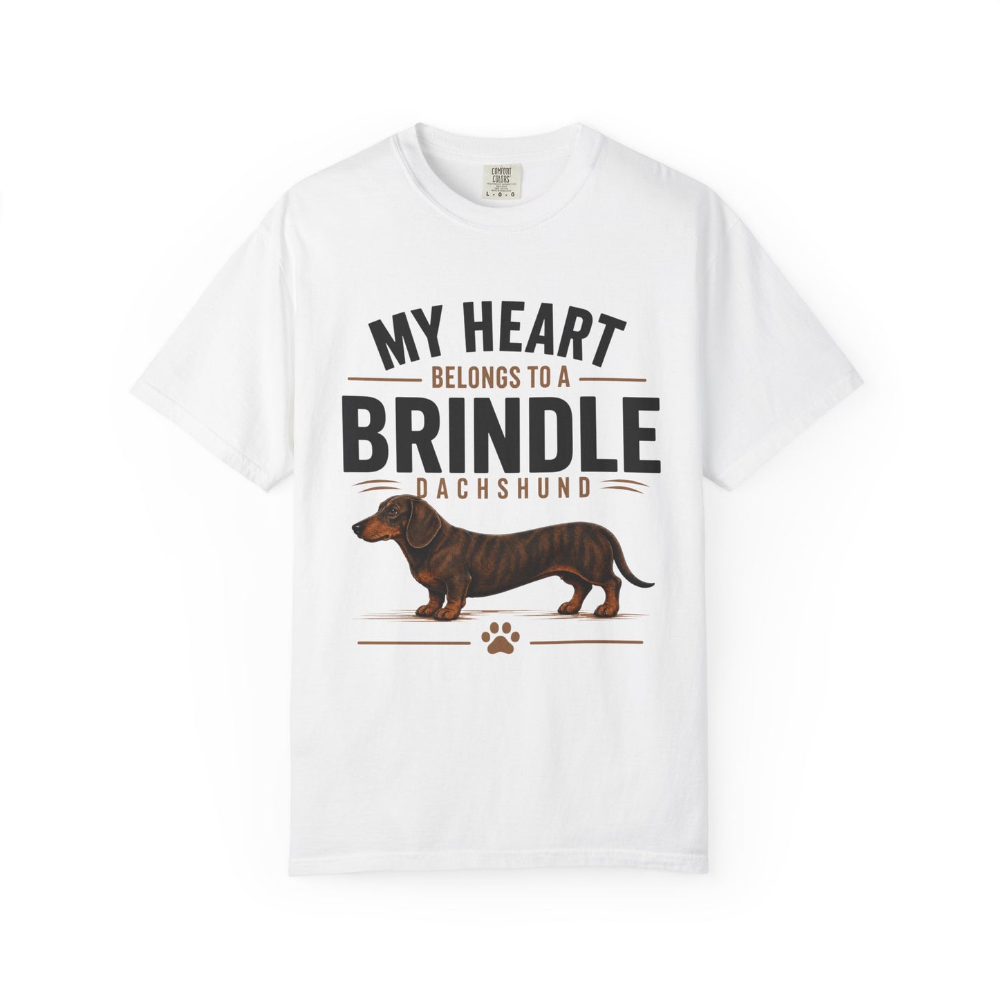 Brindle Dachshund T-Shirt – "My Heart Belongs to a Brindle Dachshund"