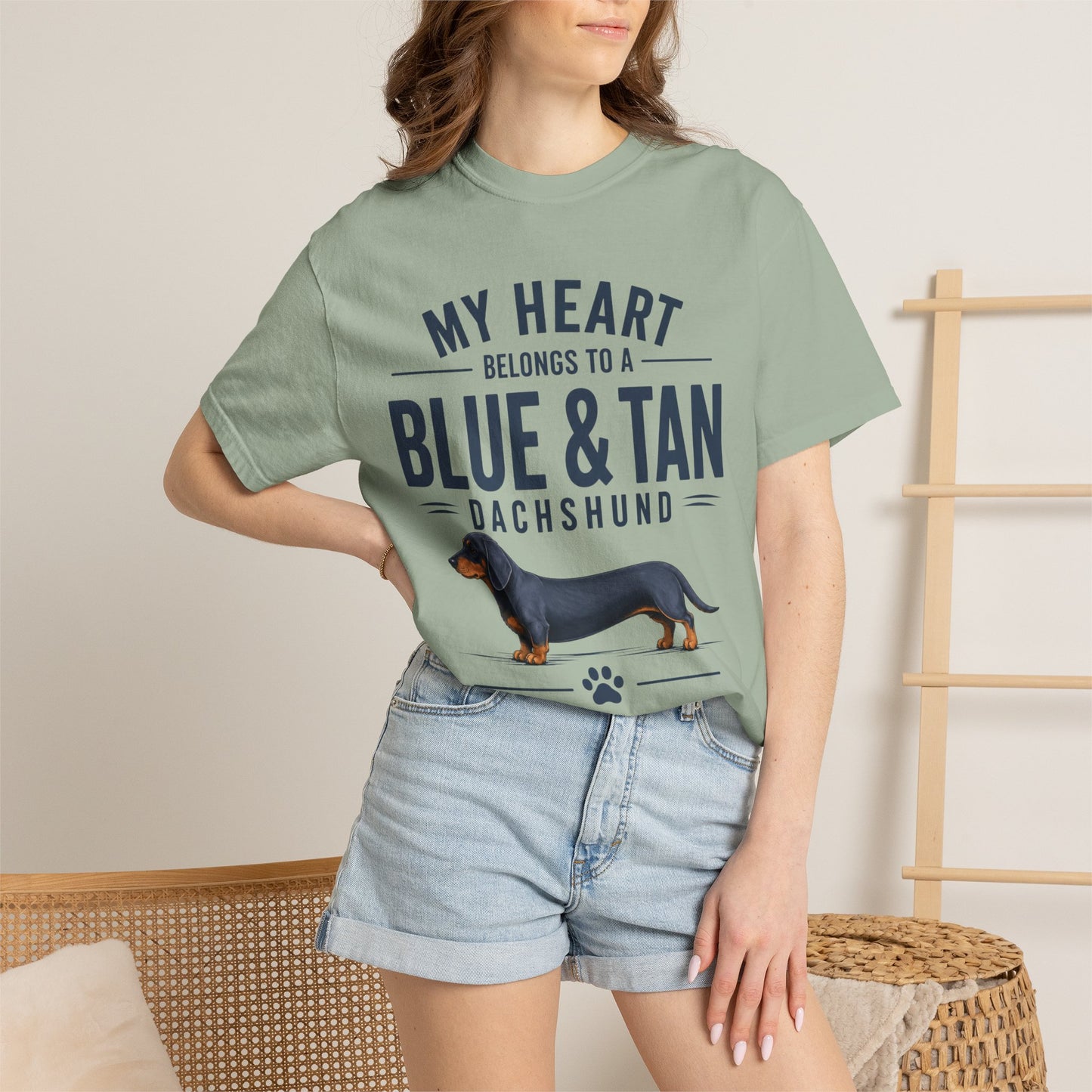 Blå og Tan Gravhund T-shirt — “Mit hjerte tilhører en blå og tan gravhund”