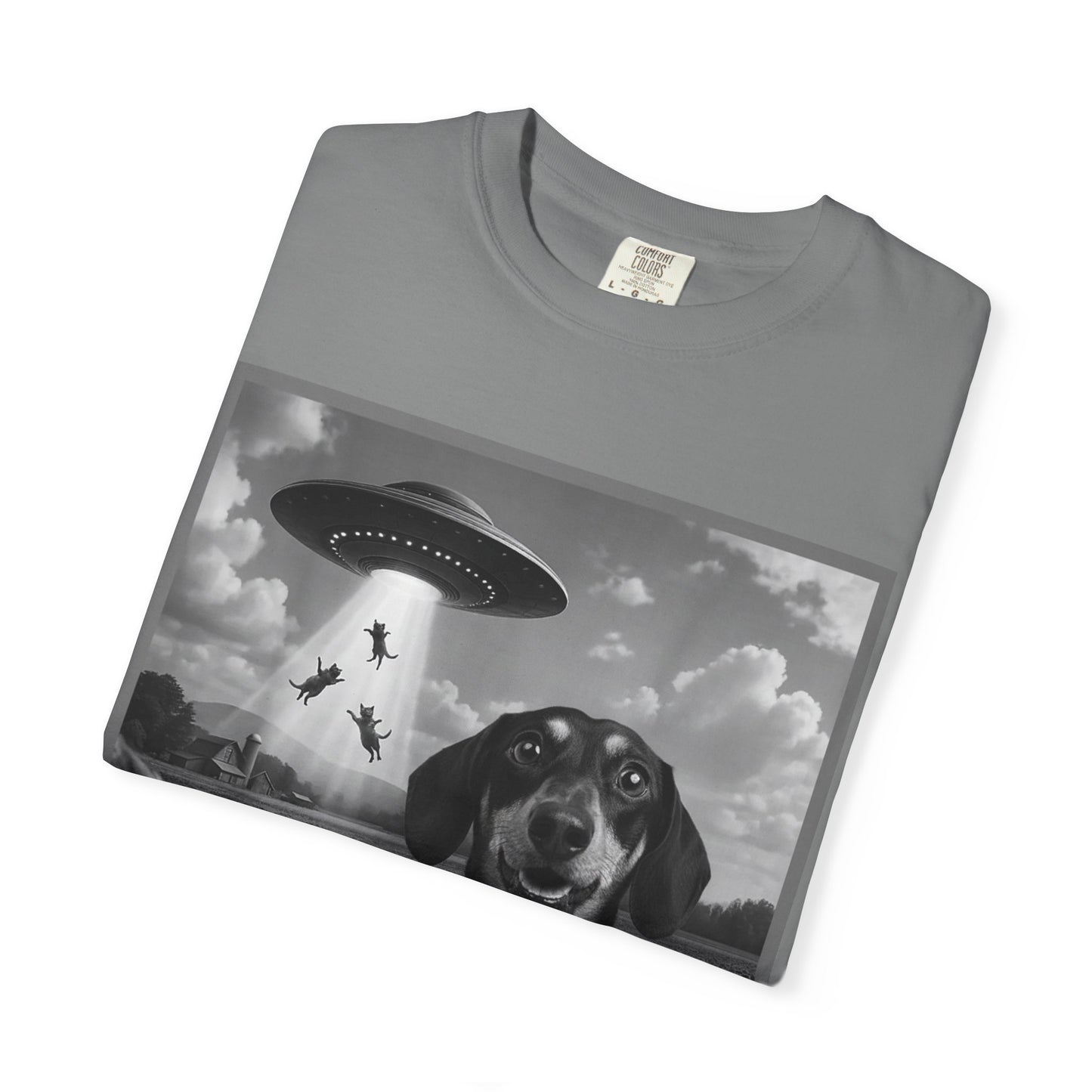 Buitenaardse Ontvoering Teckel T-shirt Retro UFO Hond Grafisch T-shirt