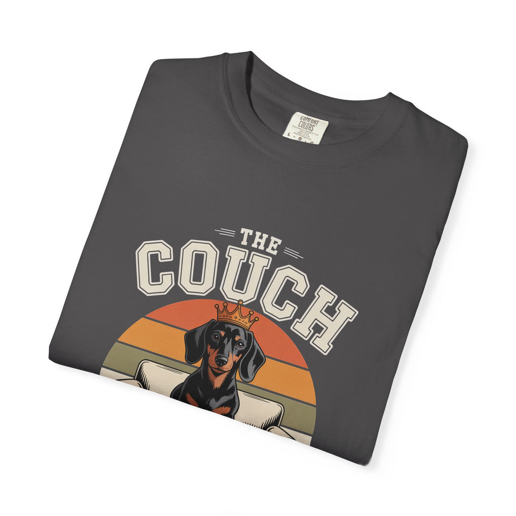 Couch King T‑Shirt — Retro Dachshund 'Certified Relaxation Expert' Tee