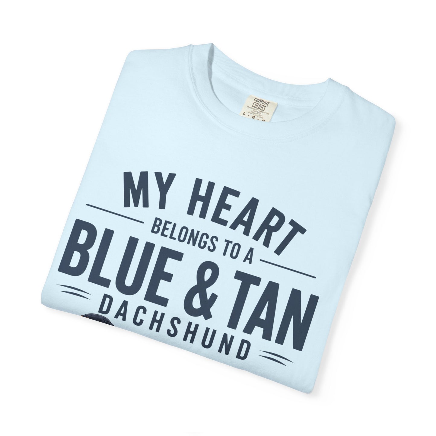 Blå og Tan Gravhund T-shirt — “Mit hjerte tilhører en blå og tan gravhund”