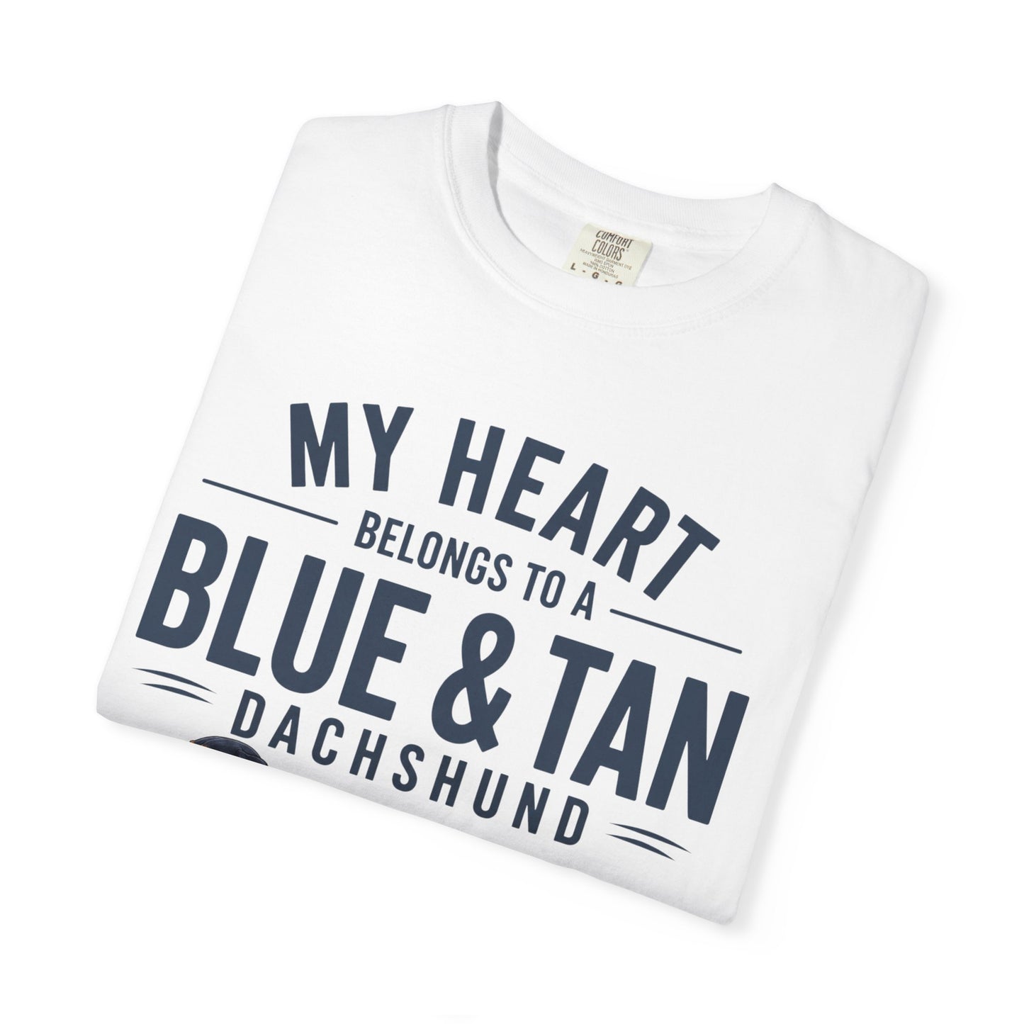 Blå og Tan Gravhund T-shirt — “Mit hjerte tilhører en blå og tan gravhund”