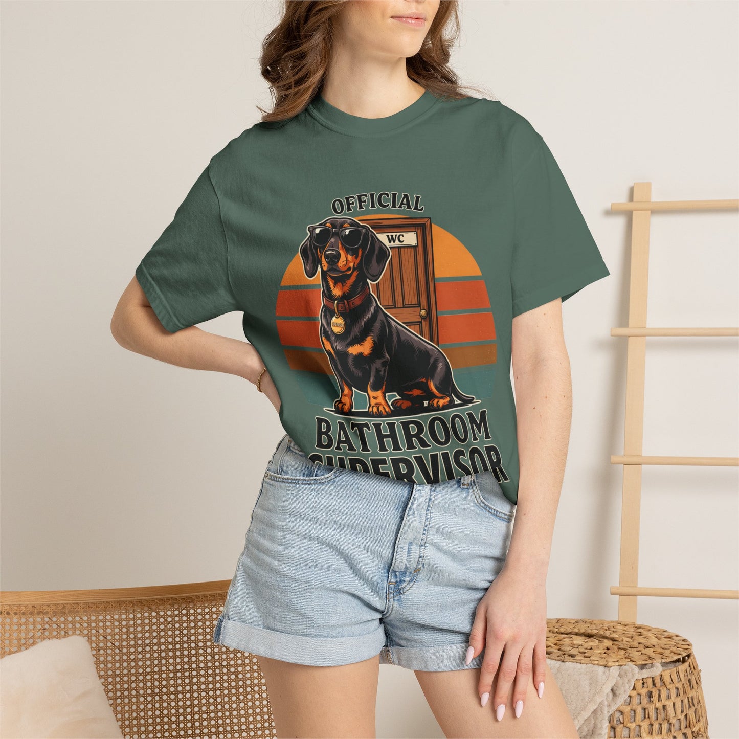 Bathroom Supervisor T-Shirt — 'Official Bathroom Supervisor' Dachshund Graphic Tee