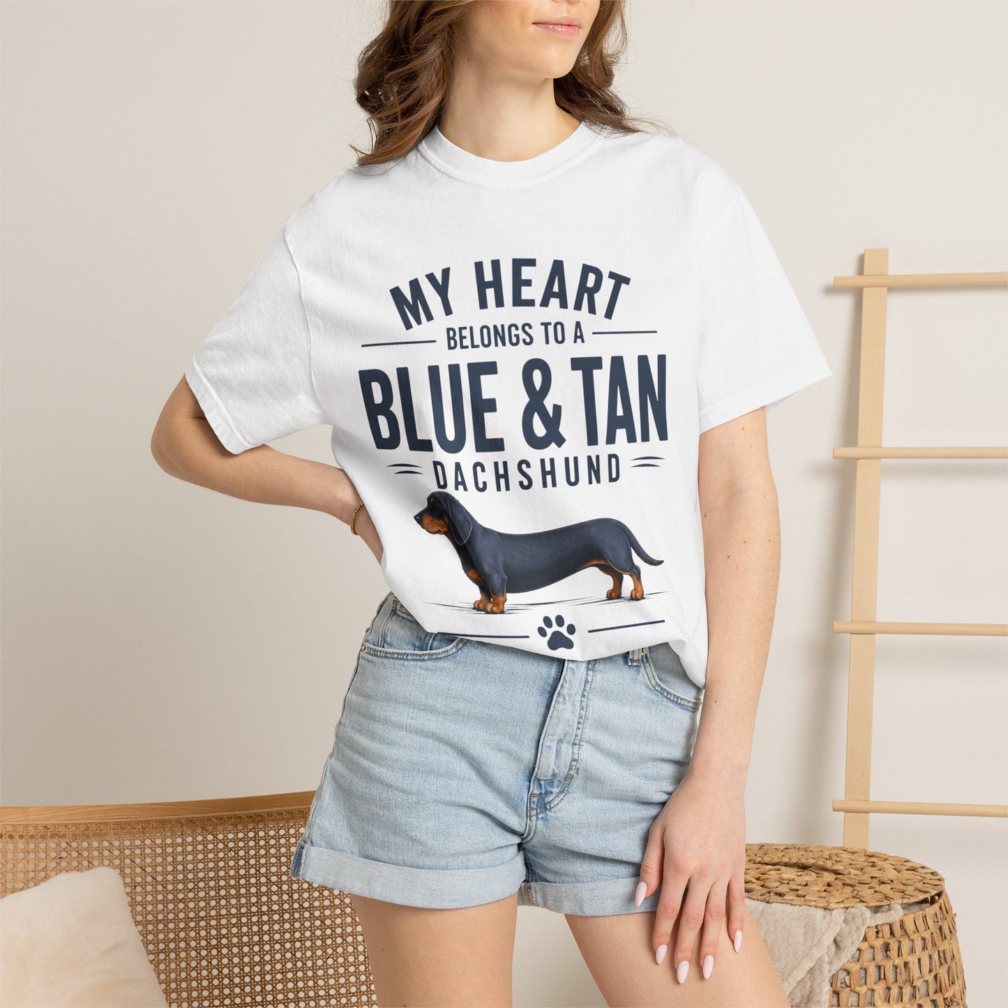 Blå og Tan Gravhund T-shirt — “Mit hjerte tilhører en blå og tan gravhund”
