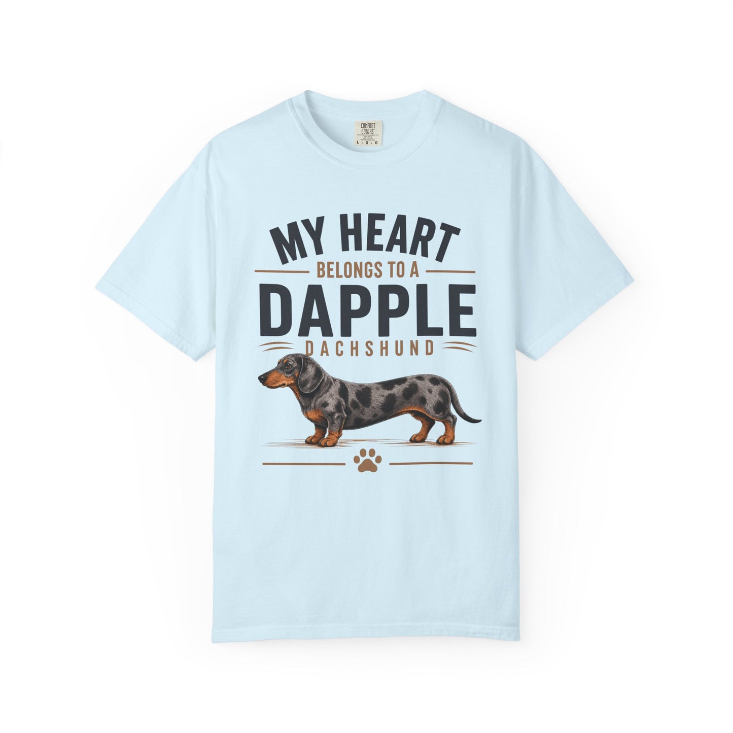 Dapple Dachshund T‑Shirt — "My Heart Belongs to a Dapple Dachshund"