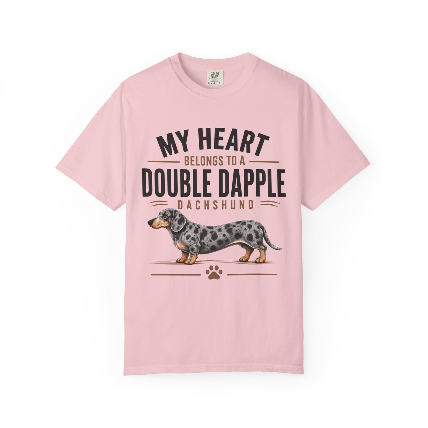 Double Dapple Dachshund T-Shirt — “My Heart Belongs to a Double Dapple” Graphic Tee