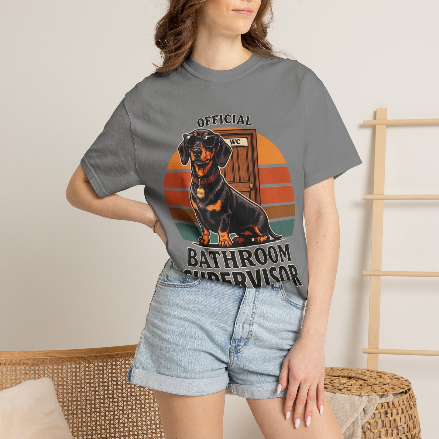 Bathroom Supervisor T-Shirt — 'Official Bathroom Supervisor' Dachshund Graphic Tee