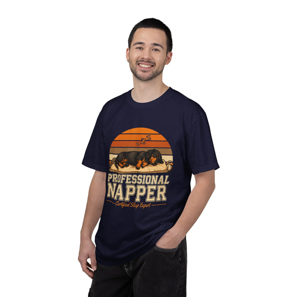 Professional Napper T-Shirt — Dachshund Retro Sleep Design