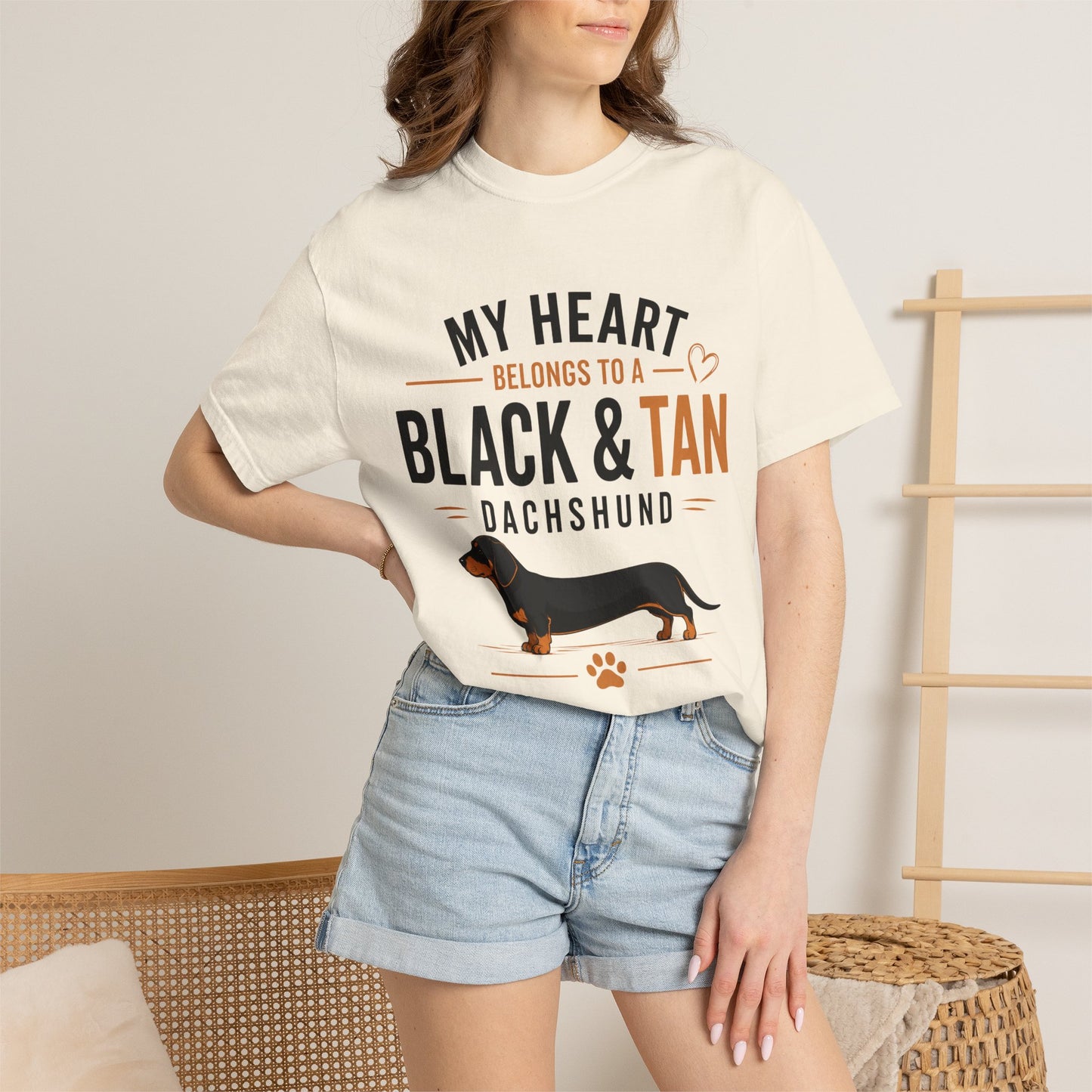 My Heart Belongs to a Black & Tan Dachshund T-Shirt — Dachshund Lover Tee