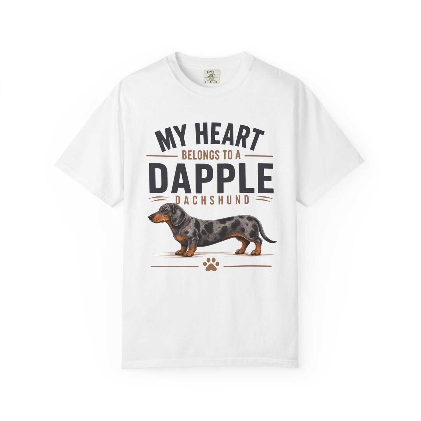 Dapple Dachshund T‑Shirt — "My Heart Belongs to a Dapple Dachshund"