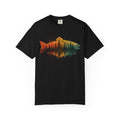 Vintage Fish Silhouette Mountain Forest Landscape T-Shirt