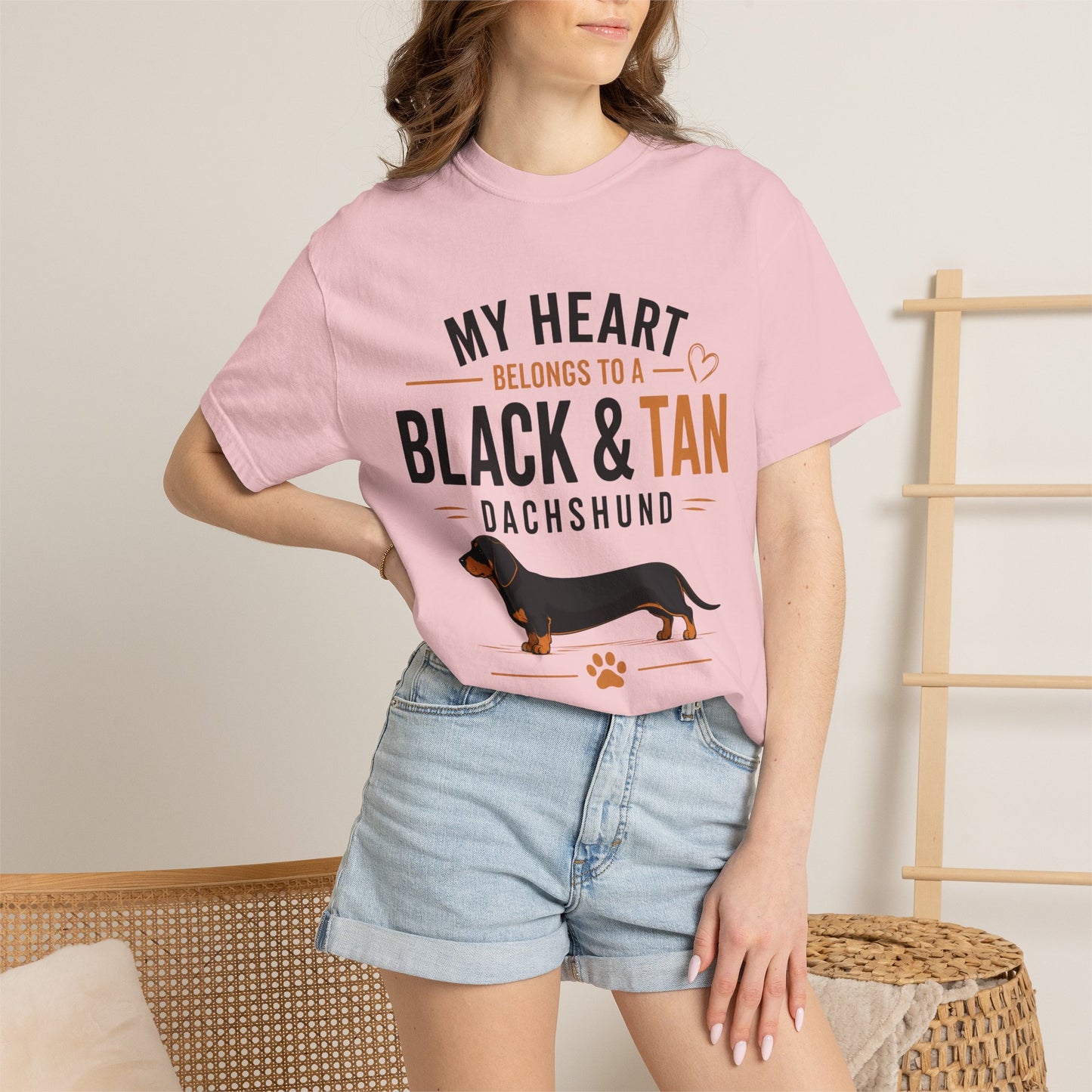 My Heart Belongs to a Black & Tan Dachshund T-Shirt — Dachshund Lover Tee