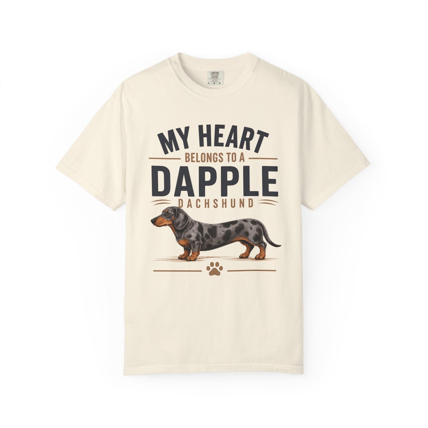 Dapple Dachshund T‑Shirt — "My Heart Belongs to a Dapple Dachshund"