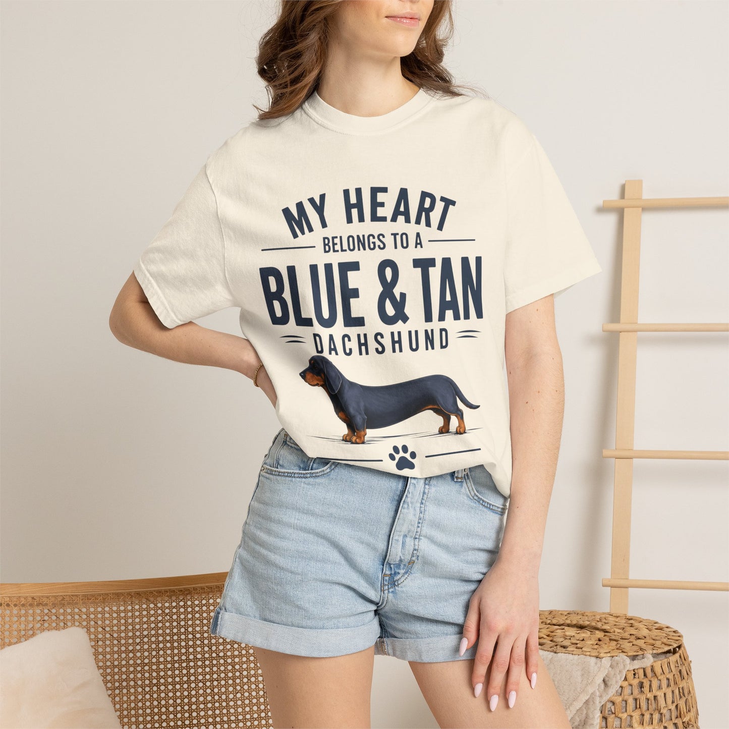 Blå og Tan Gravhund T-shirt — “Mit hjerte tilhører en blå og tan gravhund”