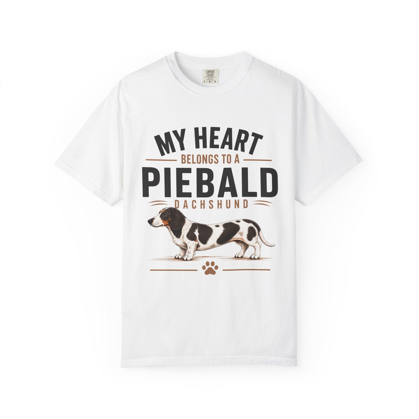 Piebald Dachshund T-Shirt - "My Heart Belongs to a Piebald Dachshund" Pet Lover Tee
