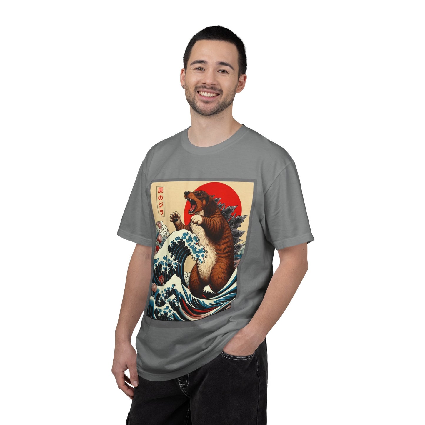 Dachshund Kaiju Wave T-Shirt  Japanese-Style Tee