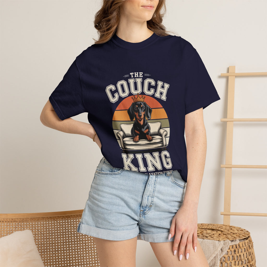 Couch King T‑Shirt — Retro Dachshund 'Certified Relaxation Expert' Tee