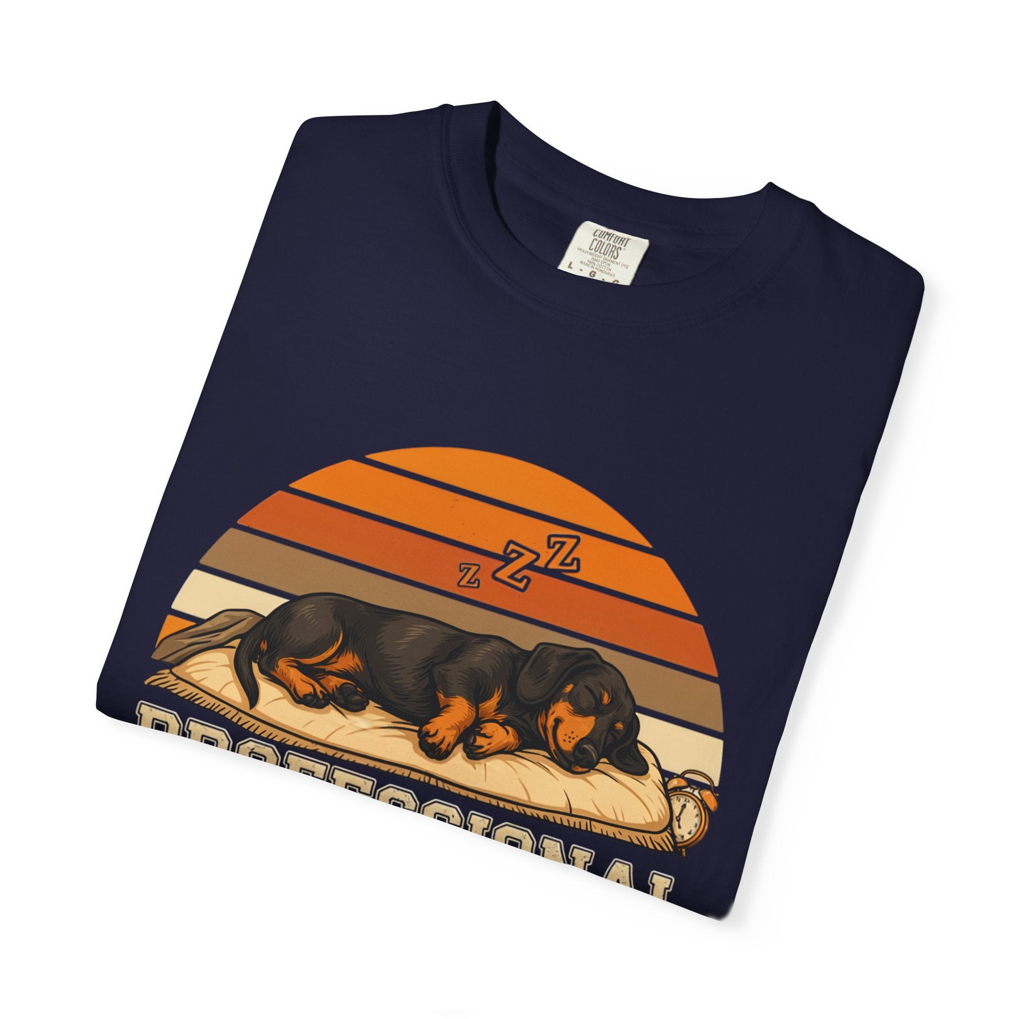 Professional Napper T-Shirt — Dachshund Retro Sleep Design