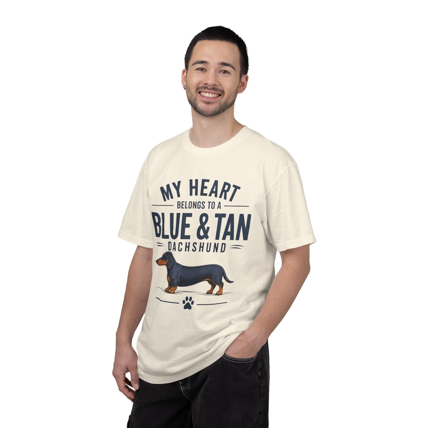 Blå og Tan Gravhund T-shirt — “Mit hjerte tilhører en blå og tan gravhund”