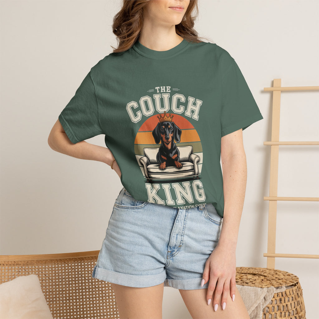 Couch King T‑Shirt — Retro Dachshund 'Certified Relaxation Expert' Tee