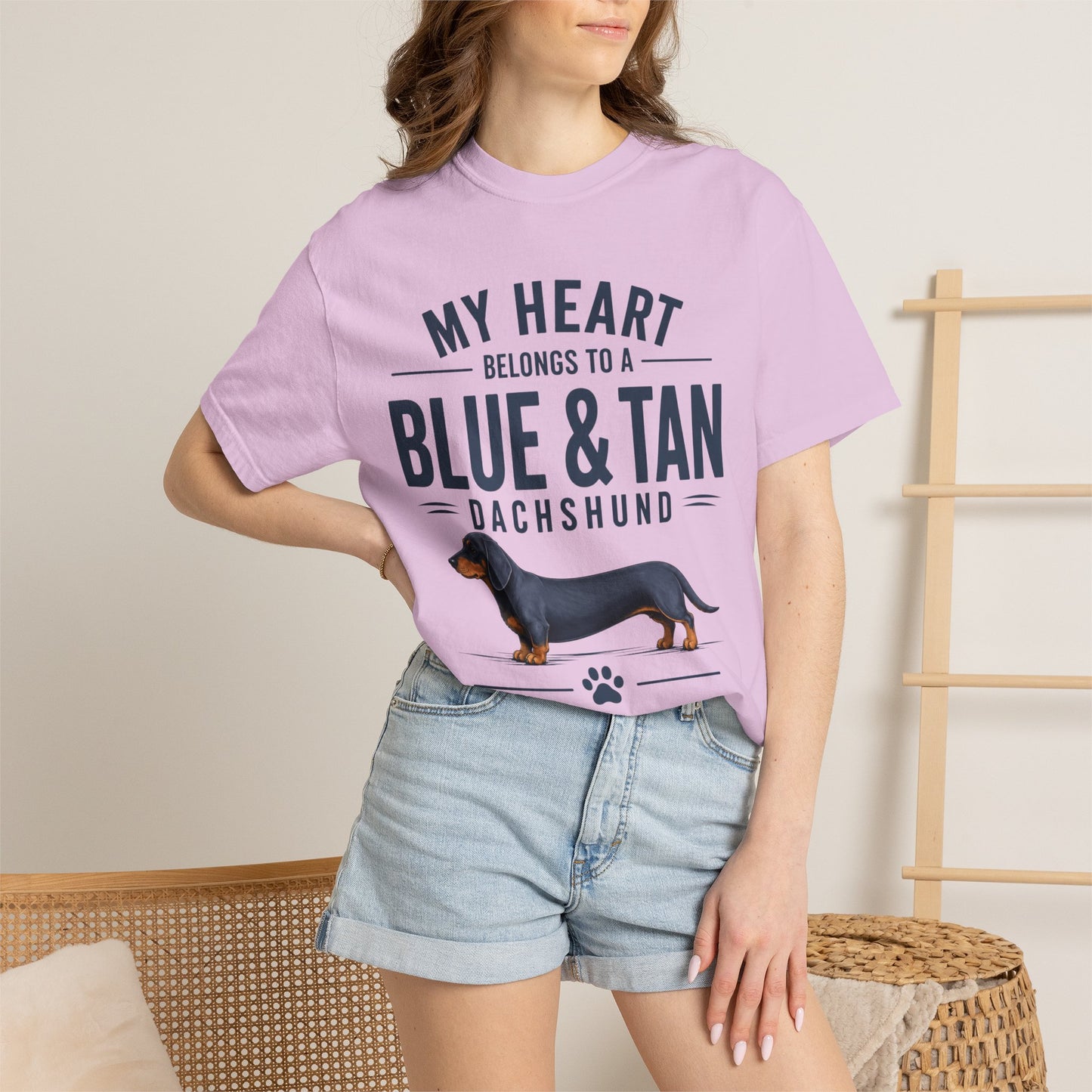 Blå og Tan Gravhund T-shirt — “Mit hjerte tilhører en blå og tan gravhund”