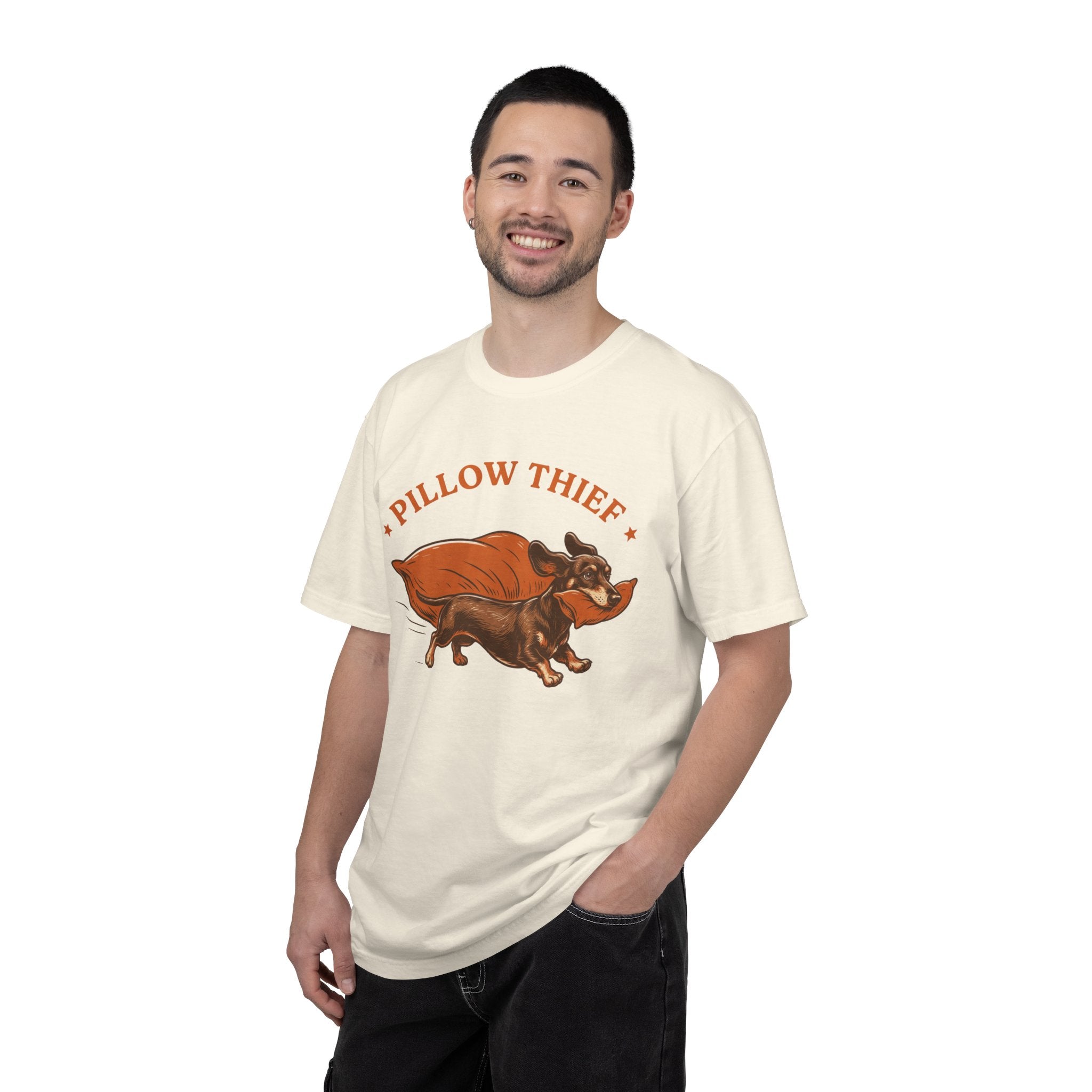 Pillow Thief T-Shirt — Cute Dachshund Pillow-Stealing Dog Tee