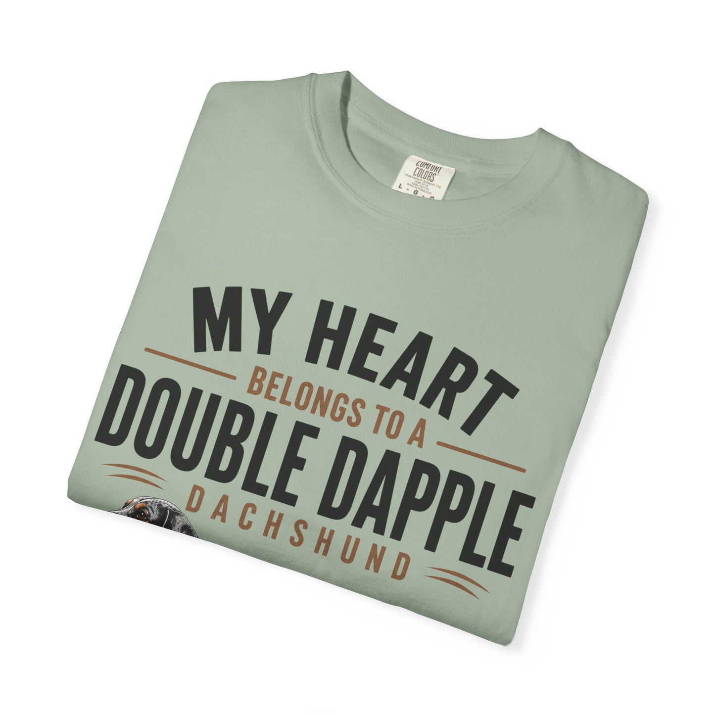 Double Dapple Dachshund T-Shirt — “My Heart Belongs to a Double Dapple” Graphic Tee