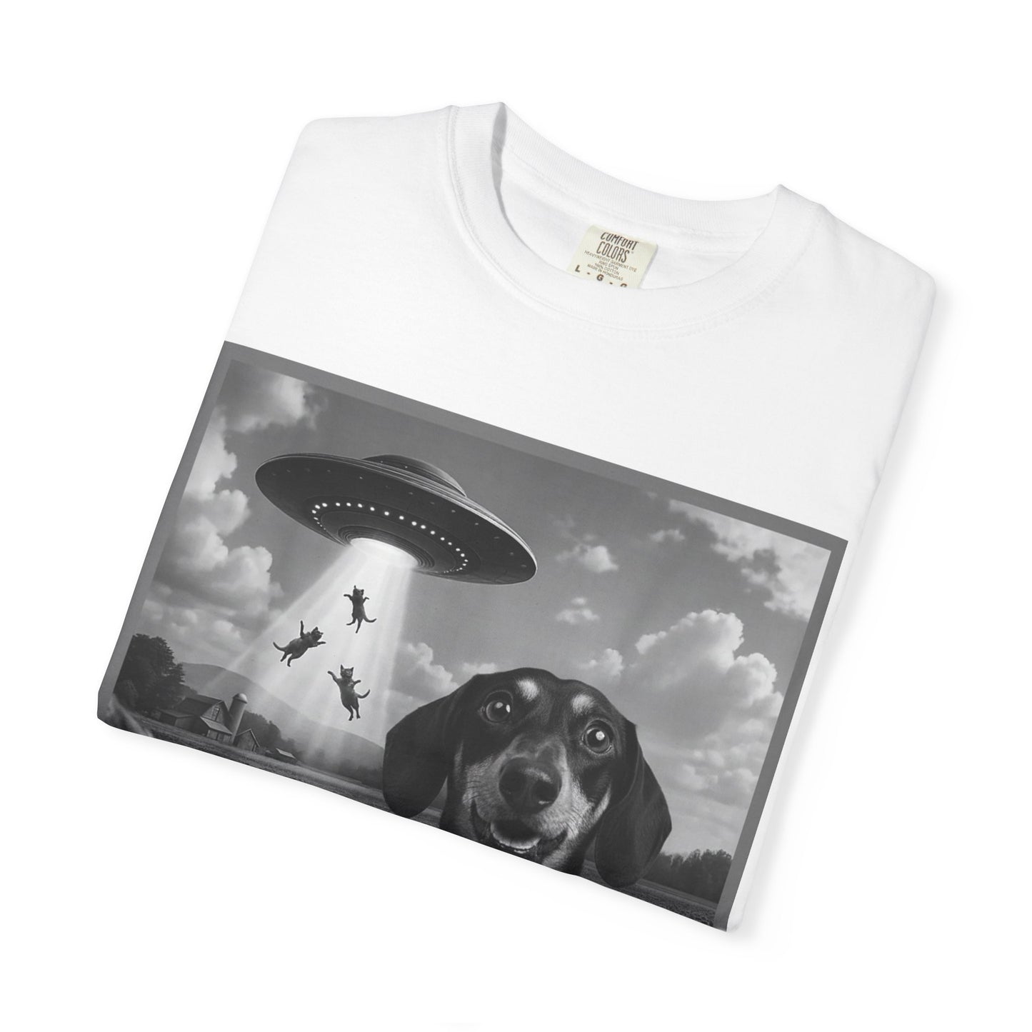 Buitenaardse Ontvoering Teckel T-shirt Retro UFO Hond Grafisch T-shirt