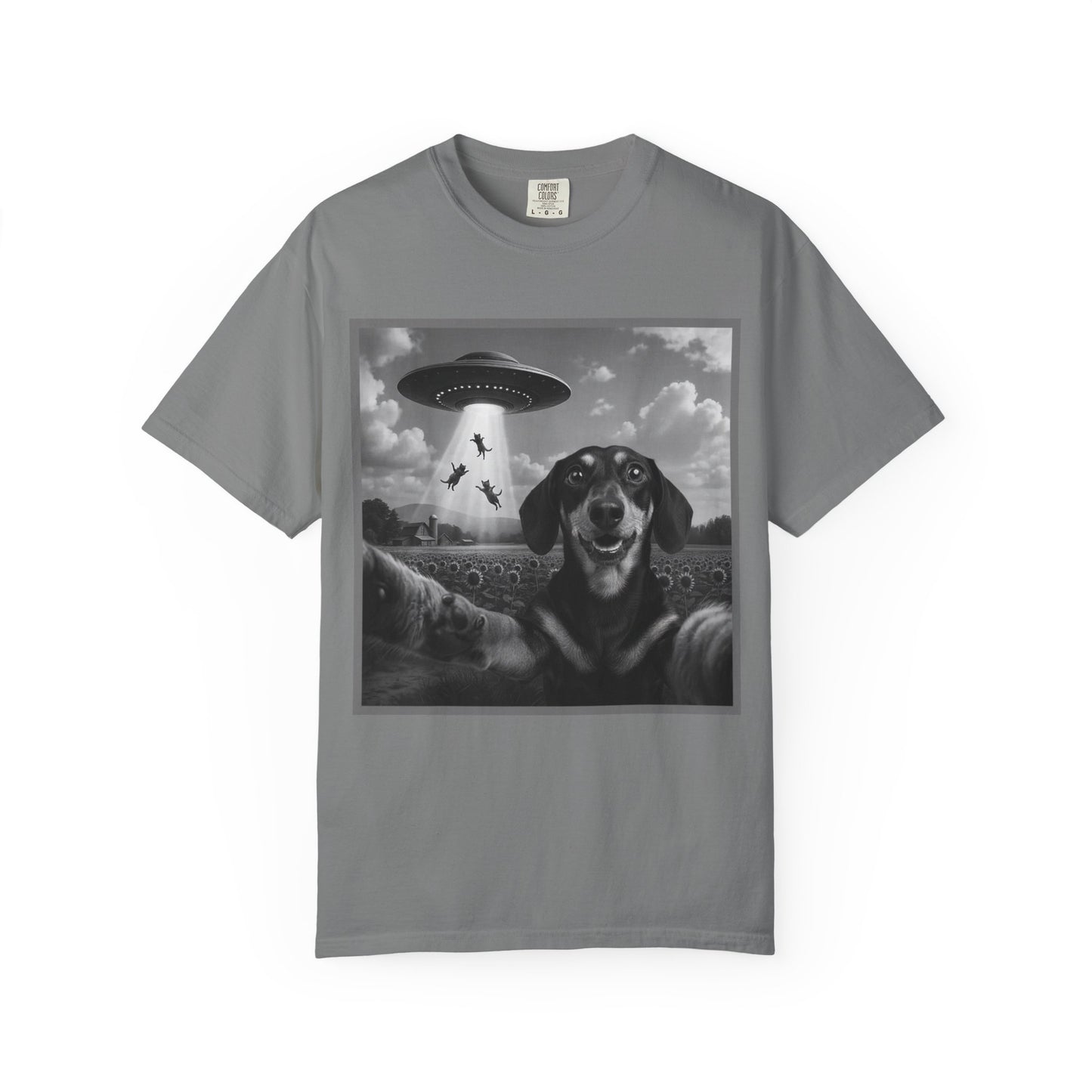 Buitenaardse Ontvoering Teckel T-shirt Retro UFO Hond Grafisch T-shirt