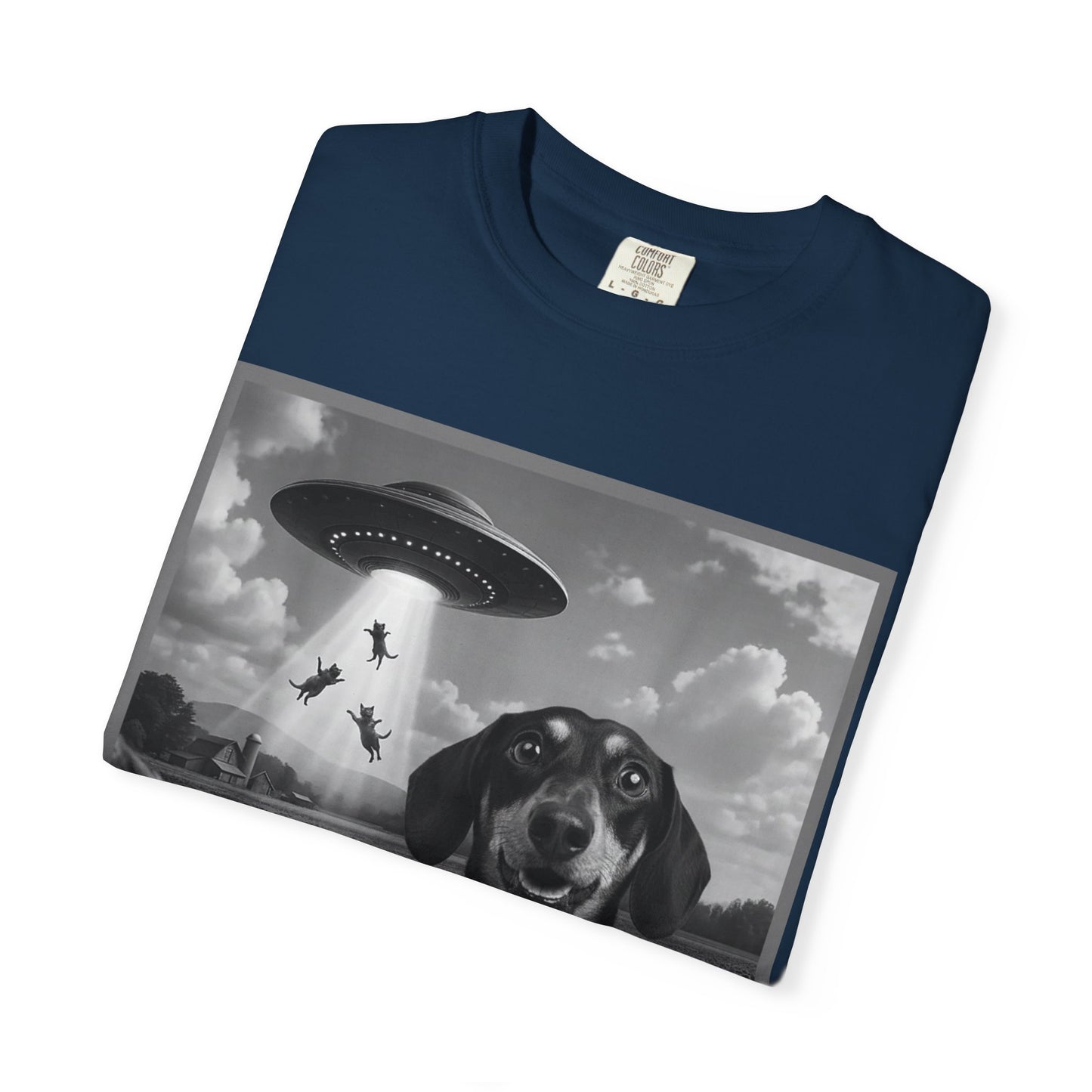 Buitenaardse Ontvoering Teckel T-shirt Retro UFO Hond Grafisch T-shirt