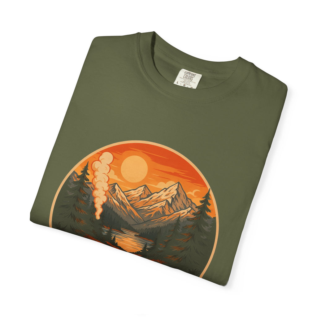 Trails & Tails Hiking T-Shirt — Mountain Campfire Adventure Tee