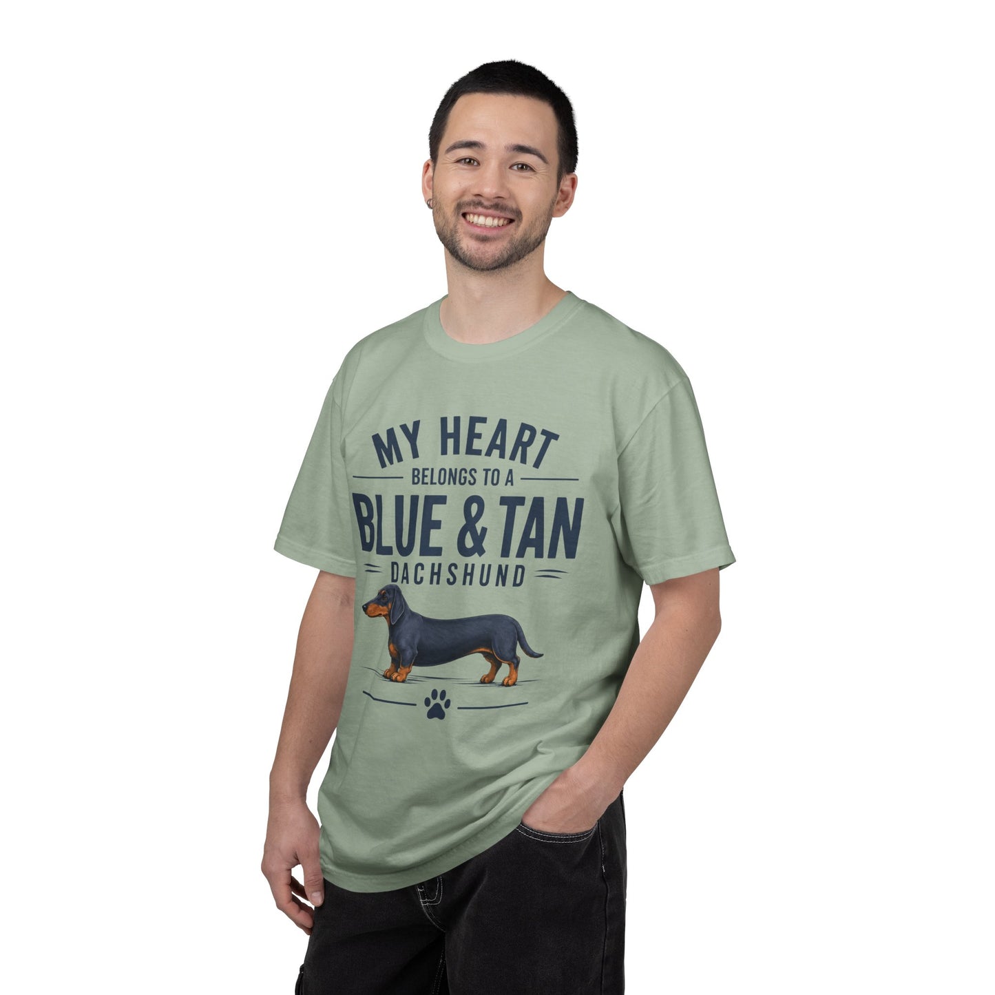 Blå og Tan Gravhund T-shirt — “Mit hjerte tilhører en blå og tan gravhund”