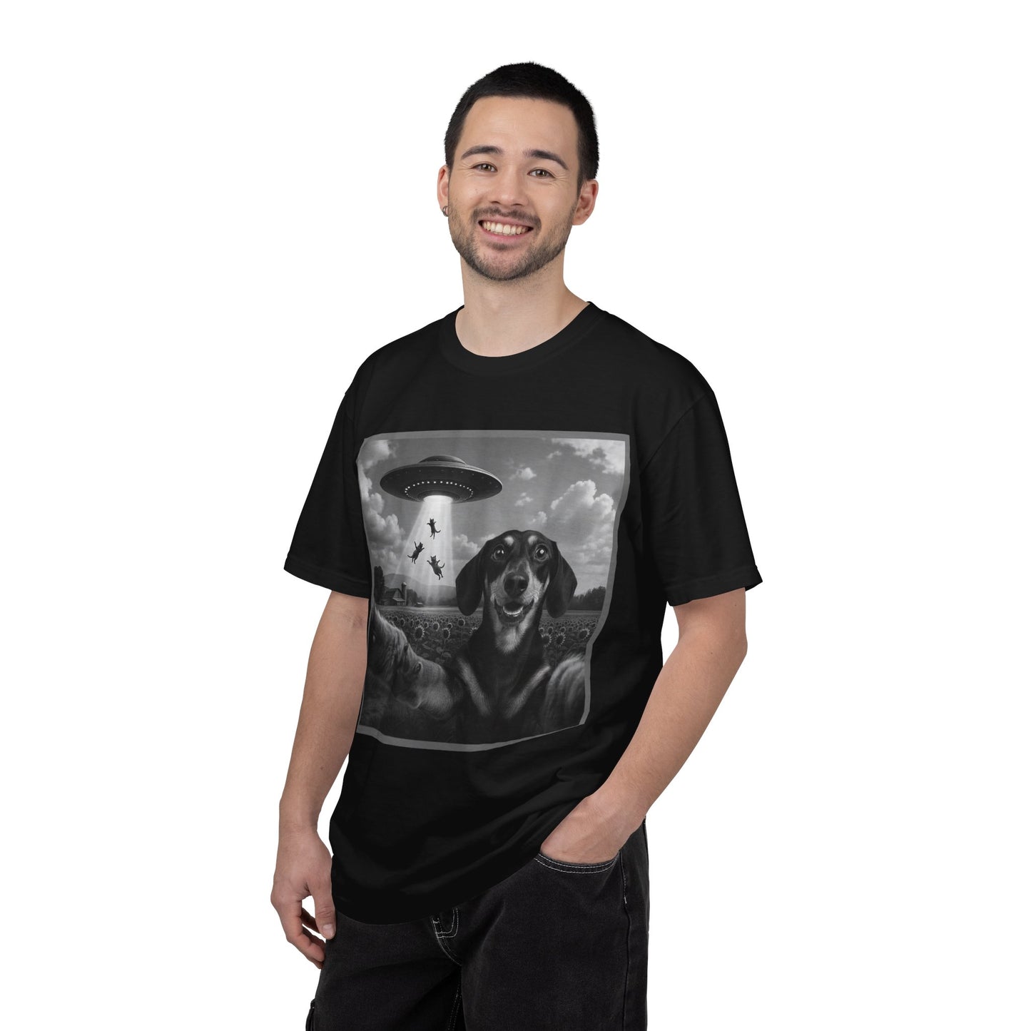 Buitenaardse Ontvoering Teckel T-shirt Retro UFO Hond Grafisch T-shirt