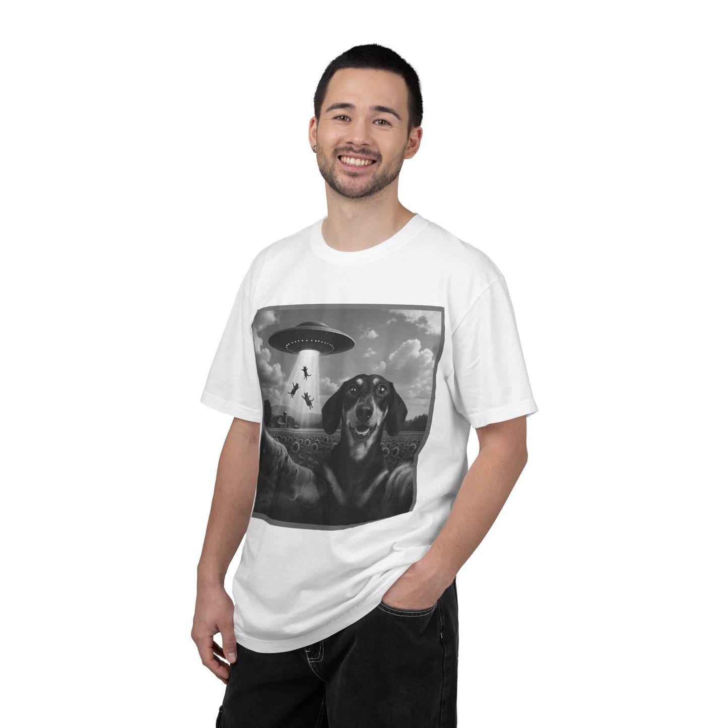 Buitenaardse Ontvoering Teckel T-shirt Retro UFO Hond Grafisch T-shirt