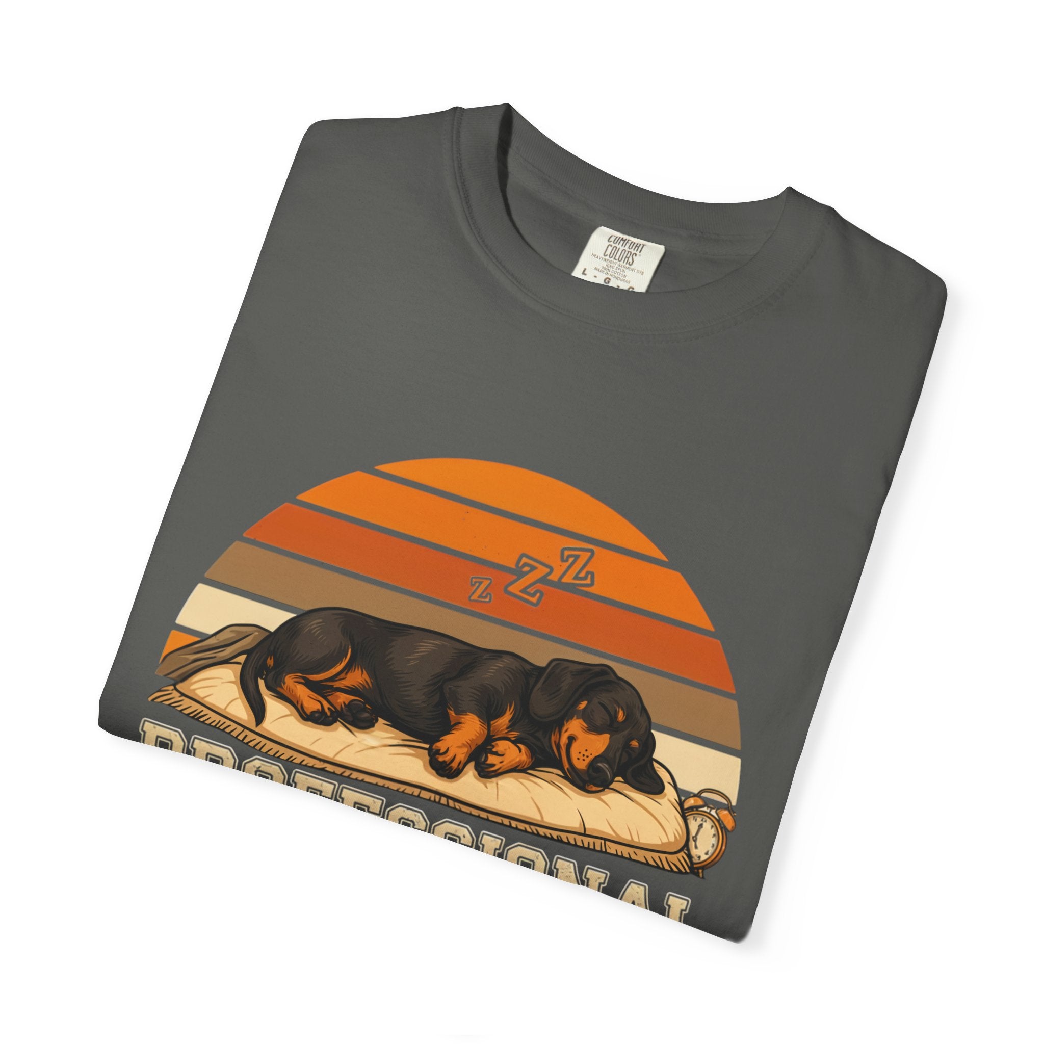 Professional Napper T-Shirt — Dachshund Retro Sleep Design