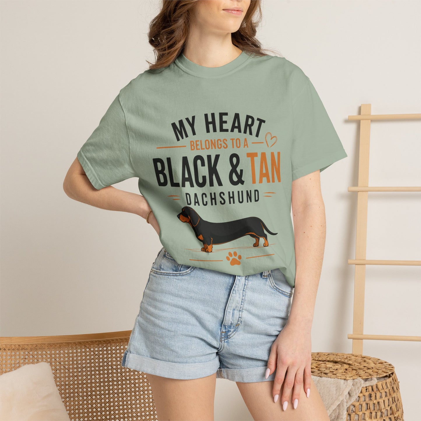 My Heart Belongs to a Black & Tan Dachshund T-Shirt — Dachshund Lover Tee